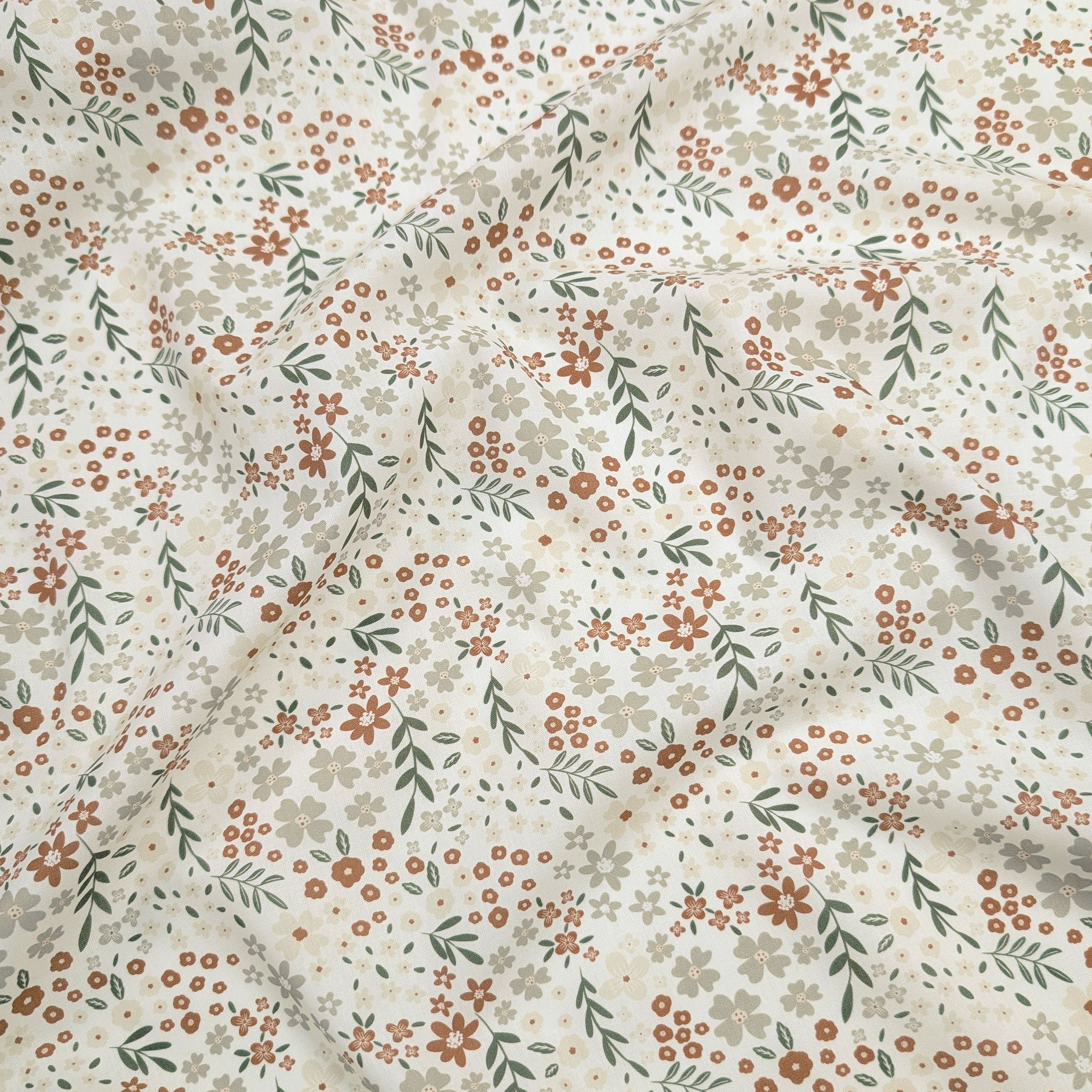 Popeline Cotone Fiorellini Beige e Panna Image