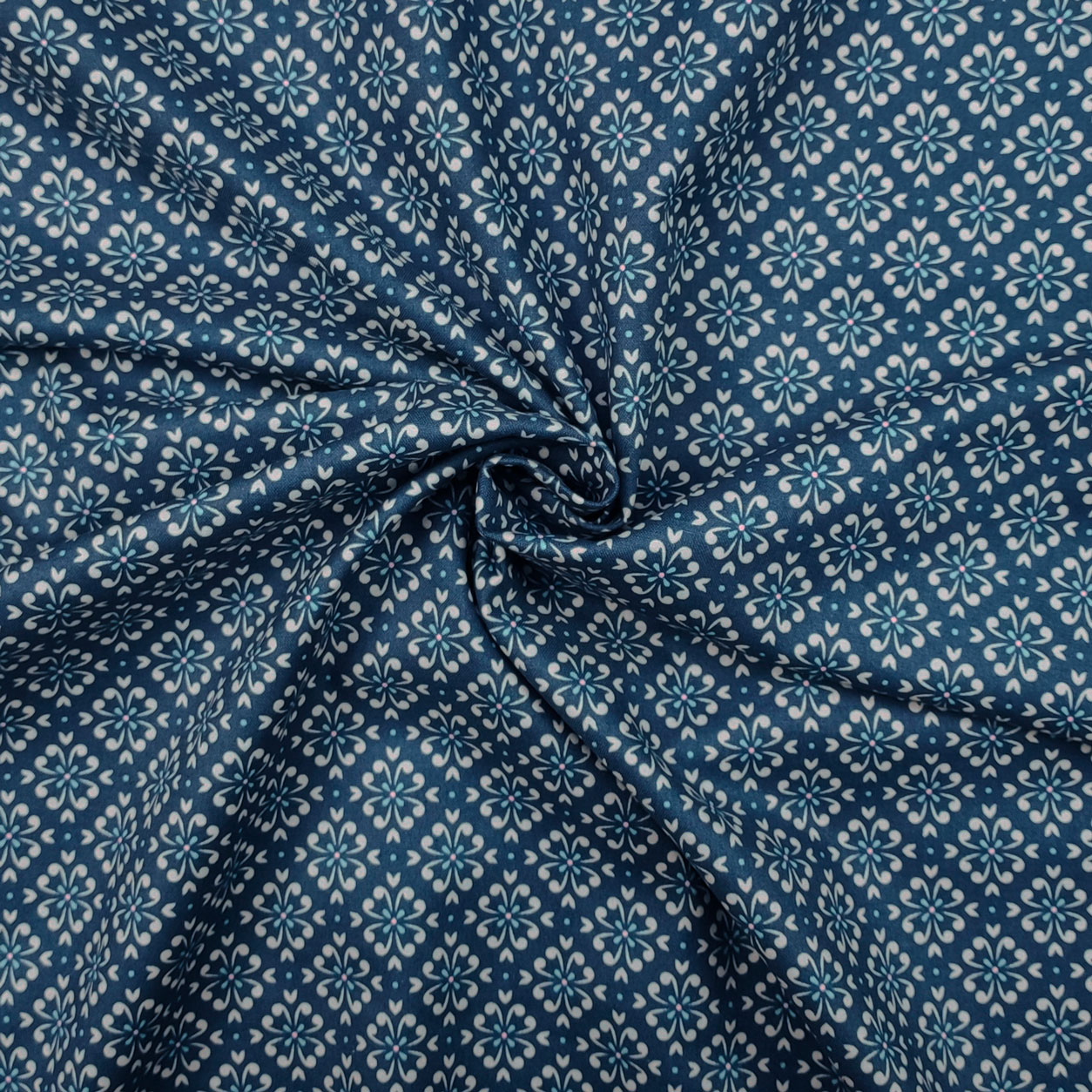 Tessuto cotone arredo pattern arabico blu scuro