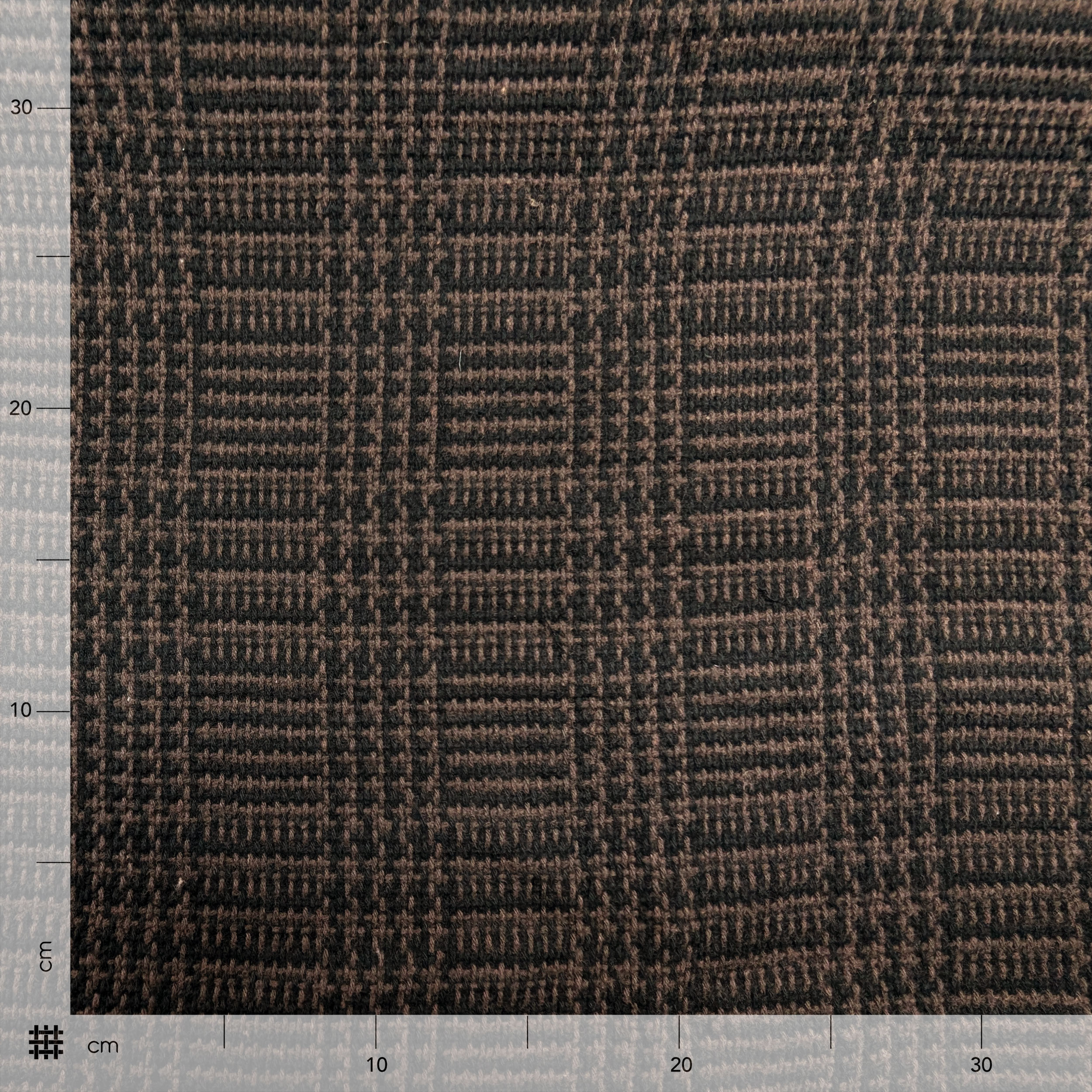 Tweed Puro Cotone Nero Intrecci Marroni Image