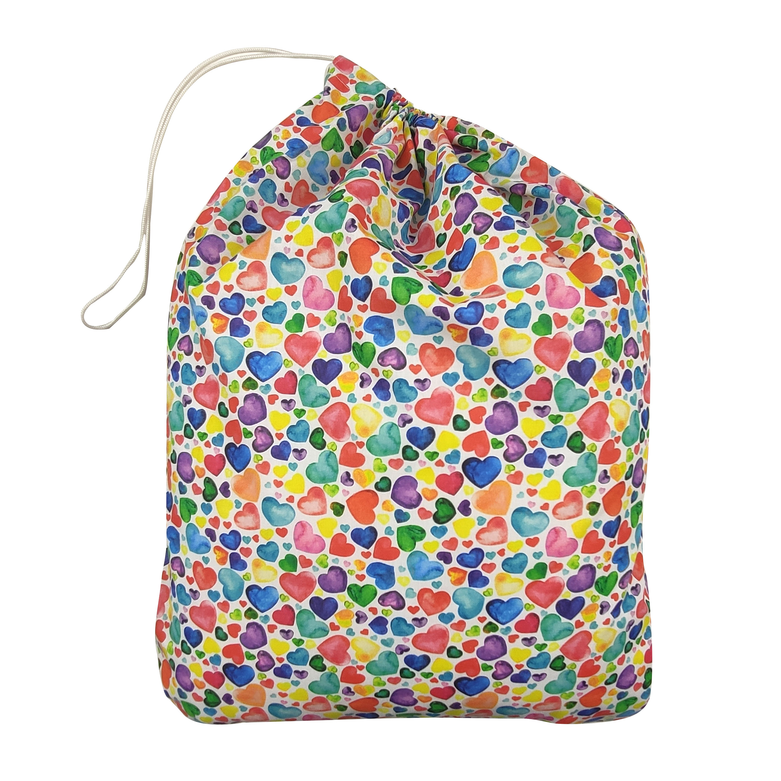 sacchetto asilo con cuoricini colorati