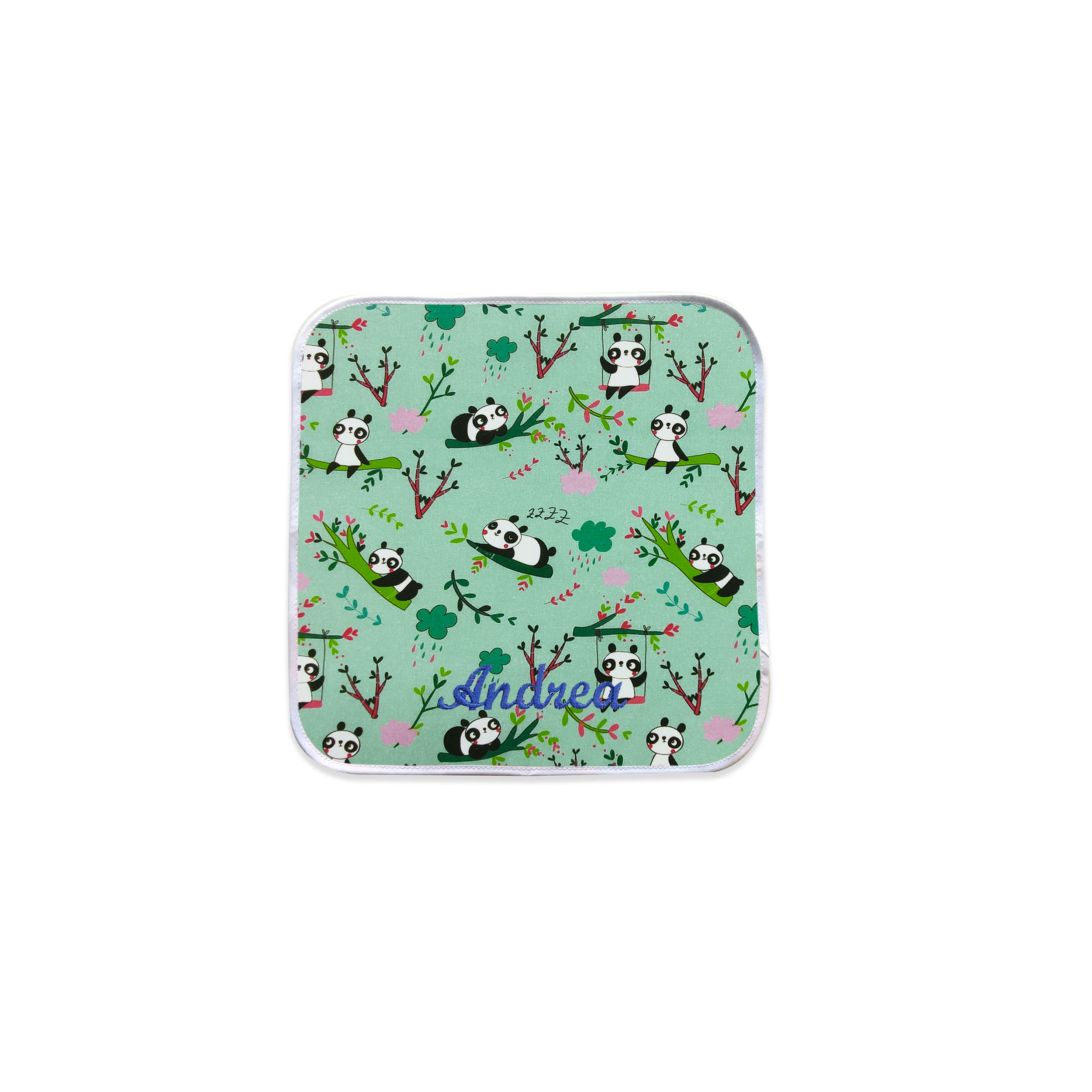 Tovagliolo Fantasia Panda Sfondo Verde Menta