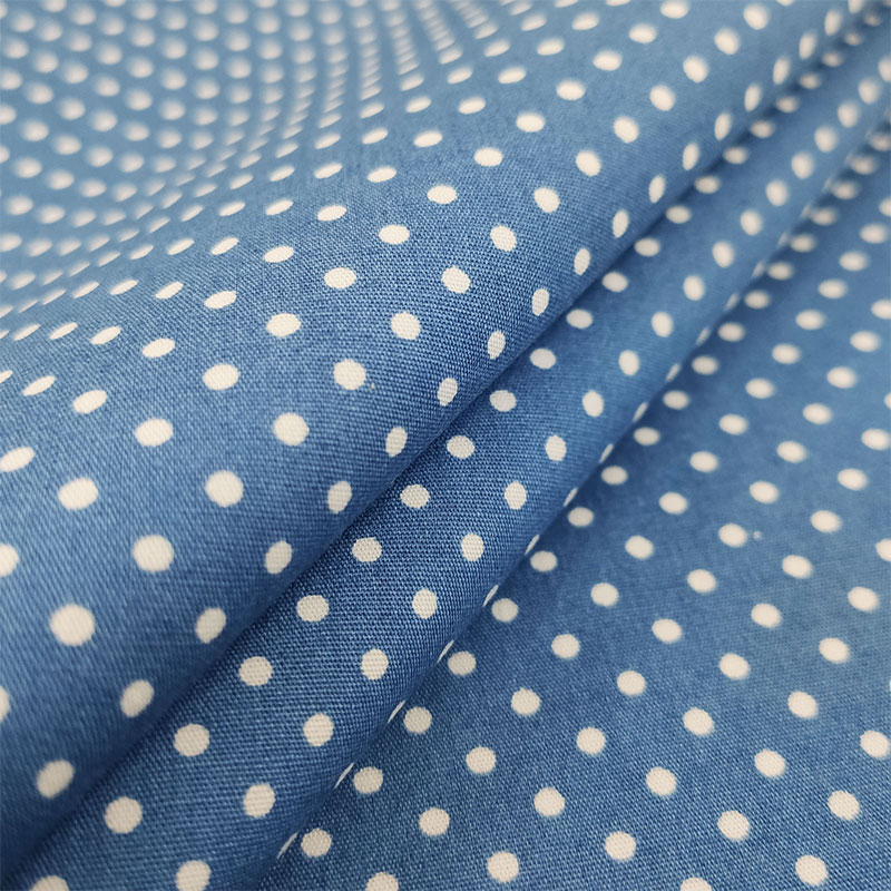 Tessuto Cotone a Pois Piccoli Azzurro