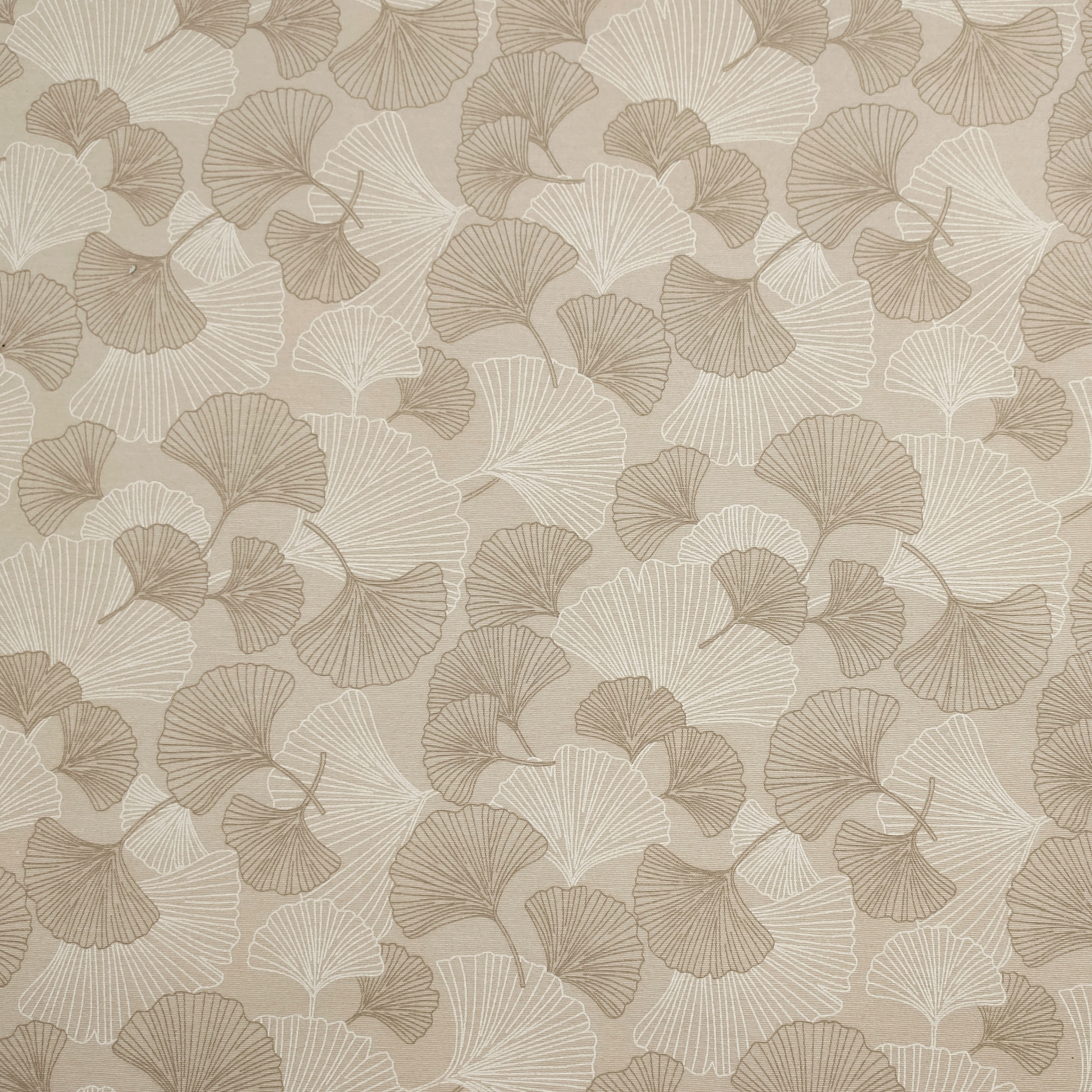 Tessuto per Tovaglia Resinata Foglie di Ginkgo Beige