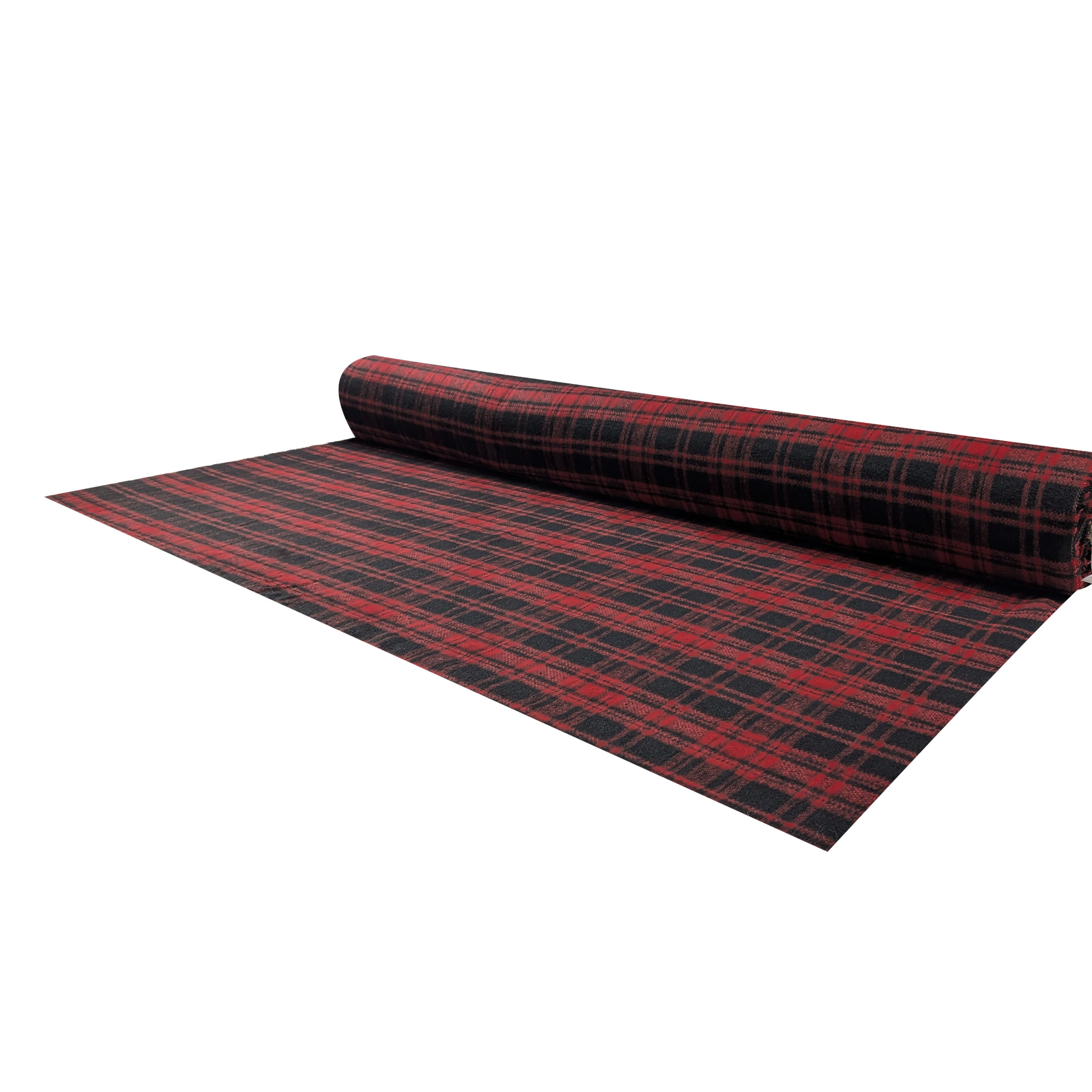 Cappotto Lana Cashmere Double Tartan Rosso e Nero Image