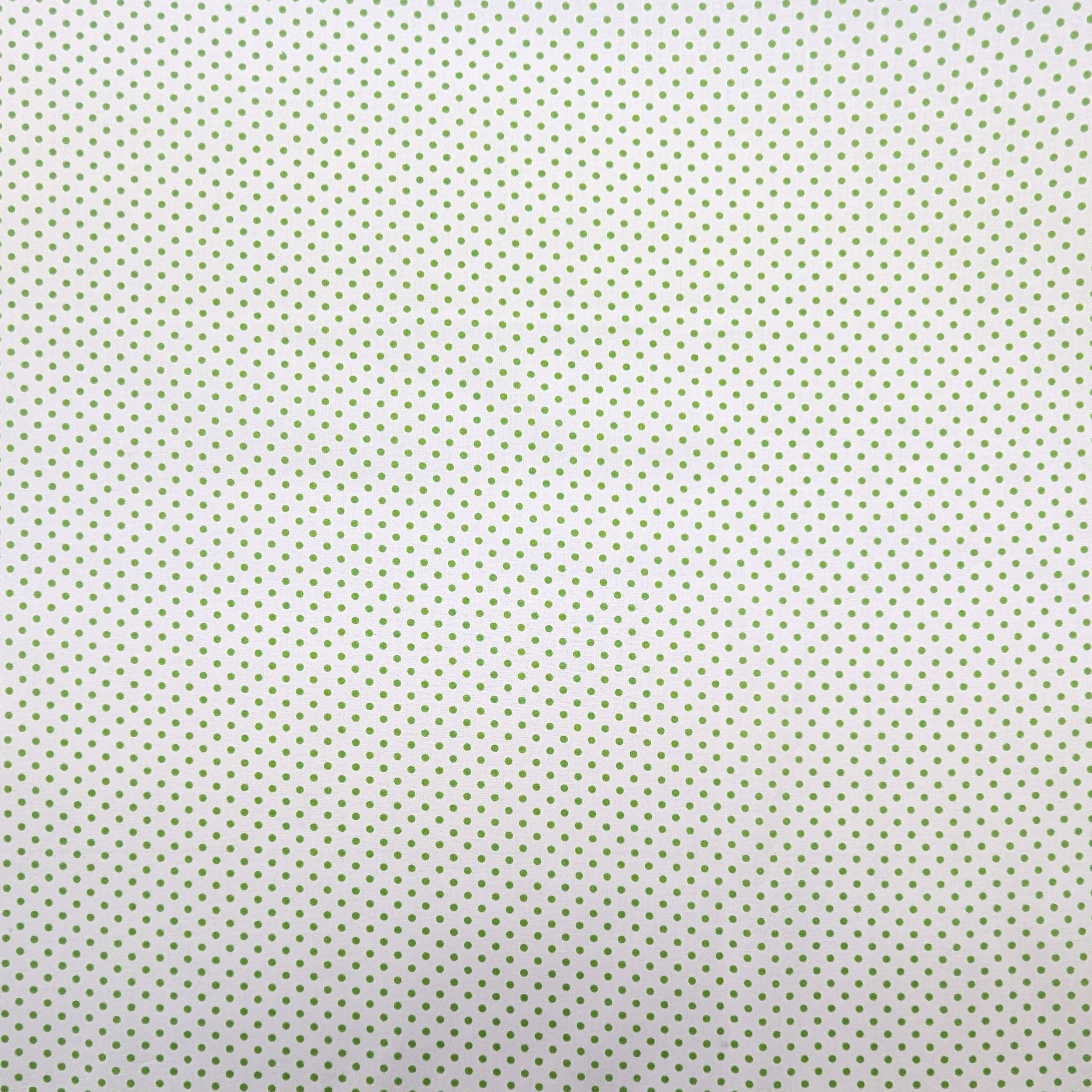 Tessuto Cotone Bianco a Pois Verdi Image
