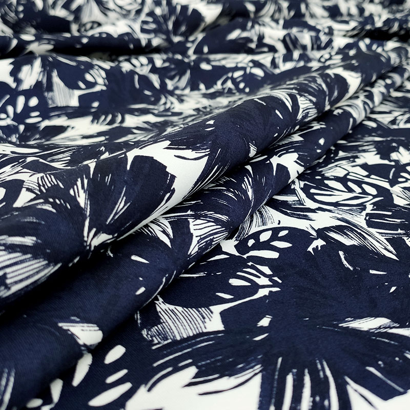 Tessuto Cotone Elasticizzato Moda Bianco e Blu