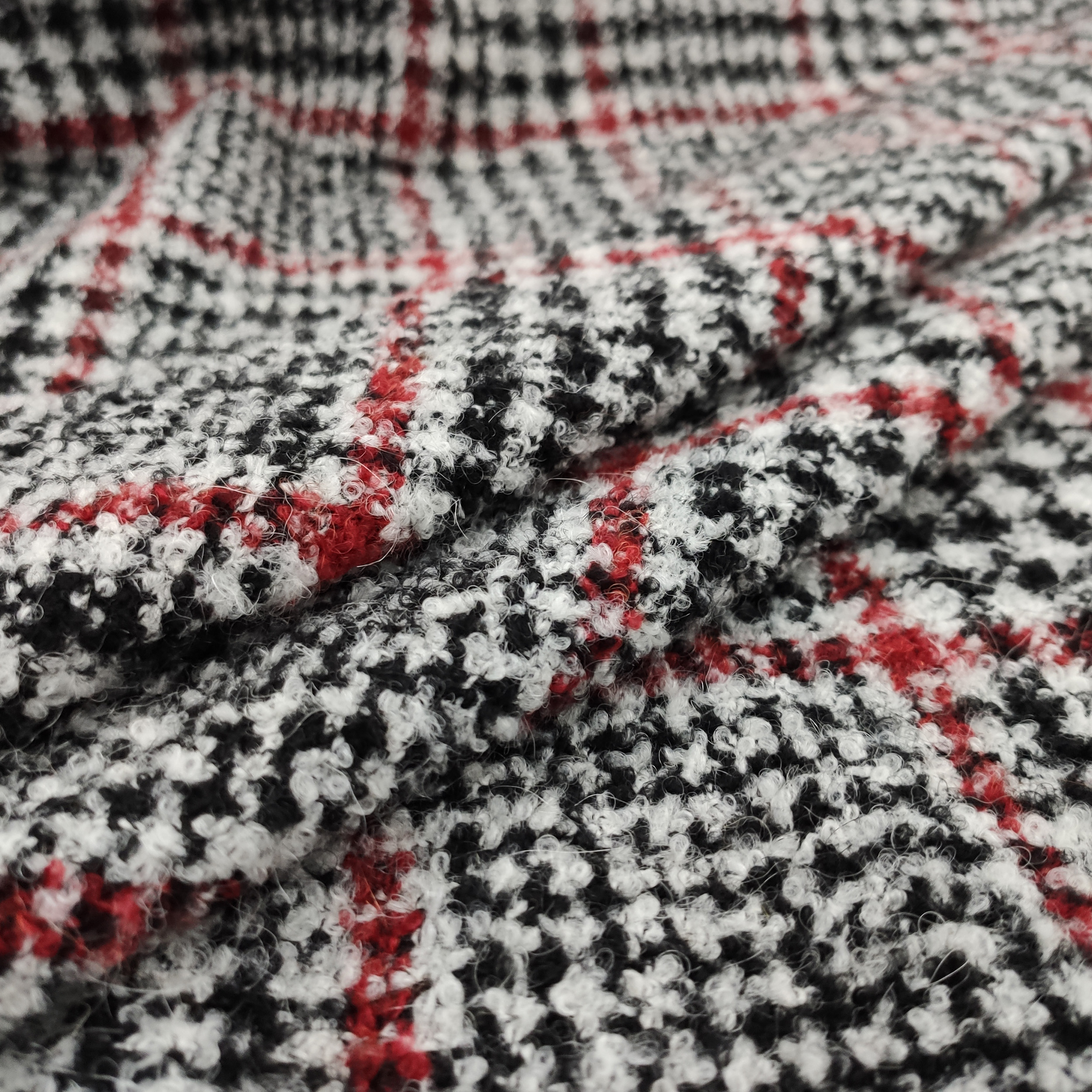 Tessuto per Cappotti Tartan Grigio e Rosso