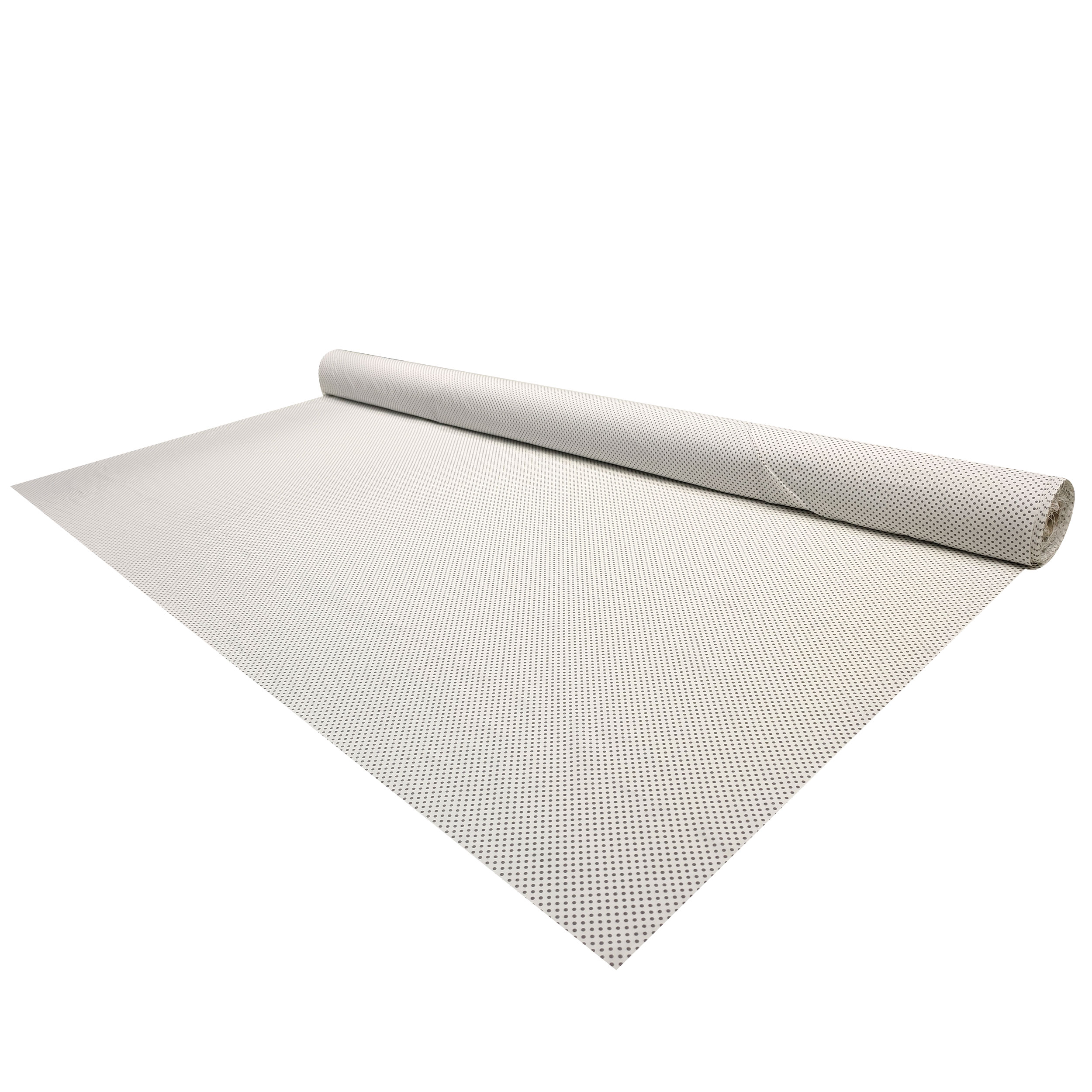 Tessuto Cotone Bianco Pois Grigio Image