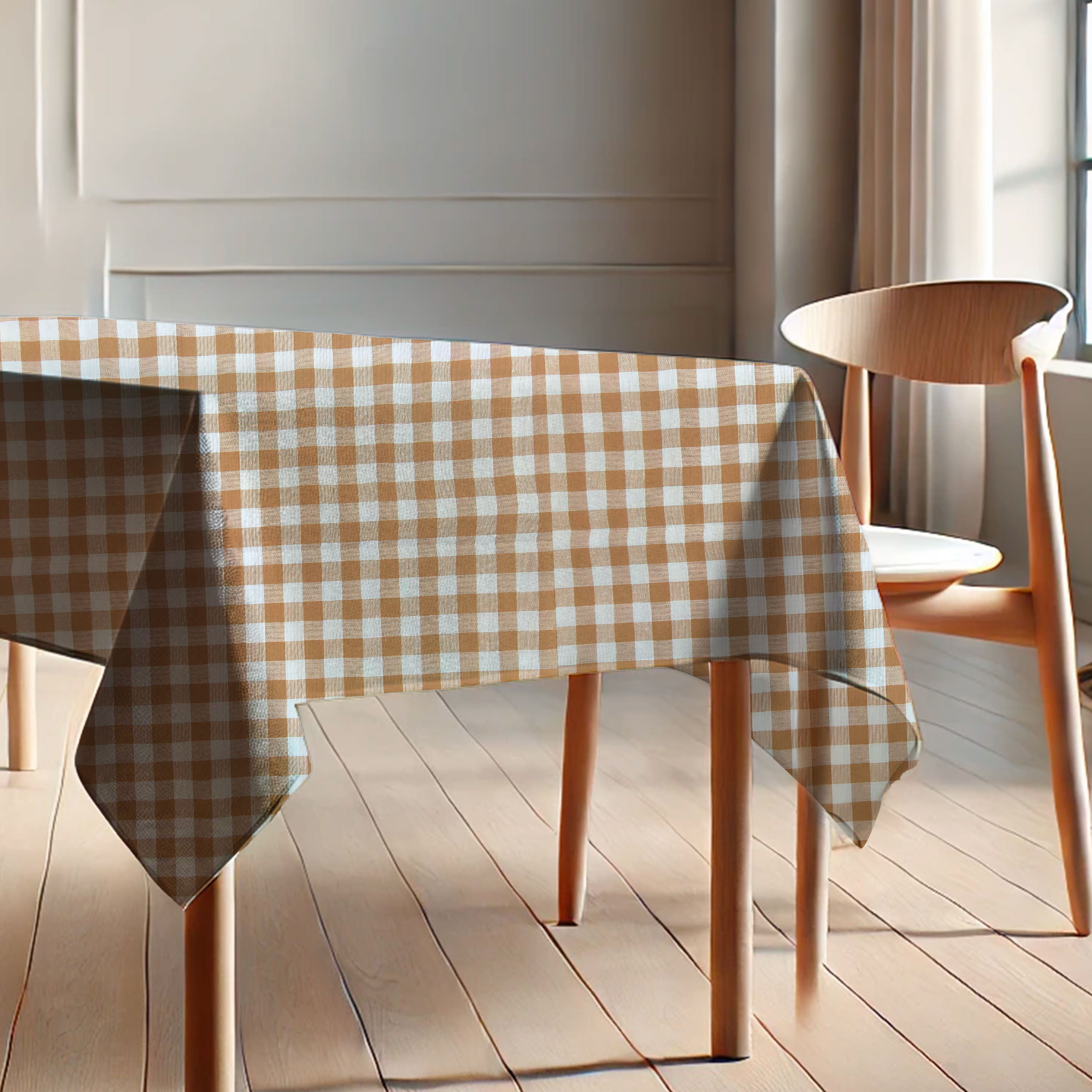 Tovaglia Confezionata Quadretti Biscotto 140x140 cm Image