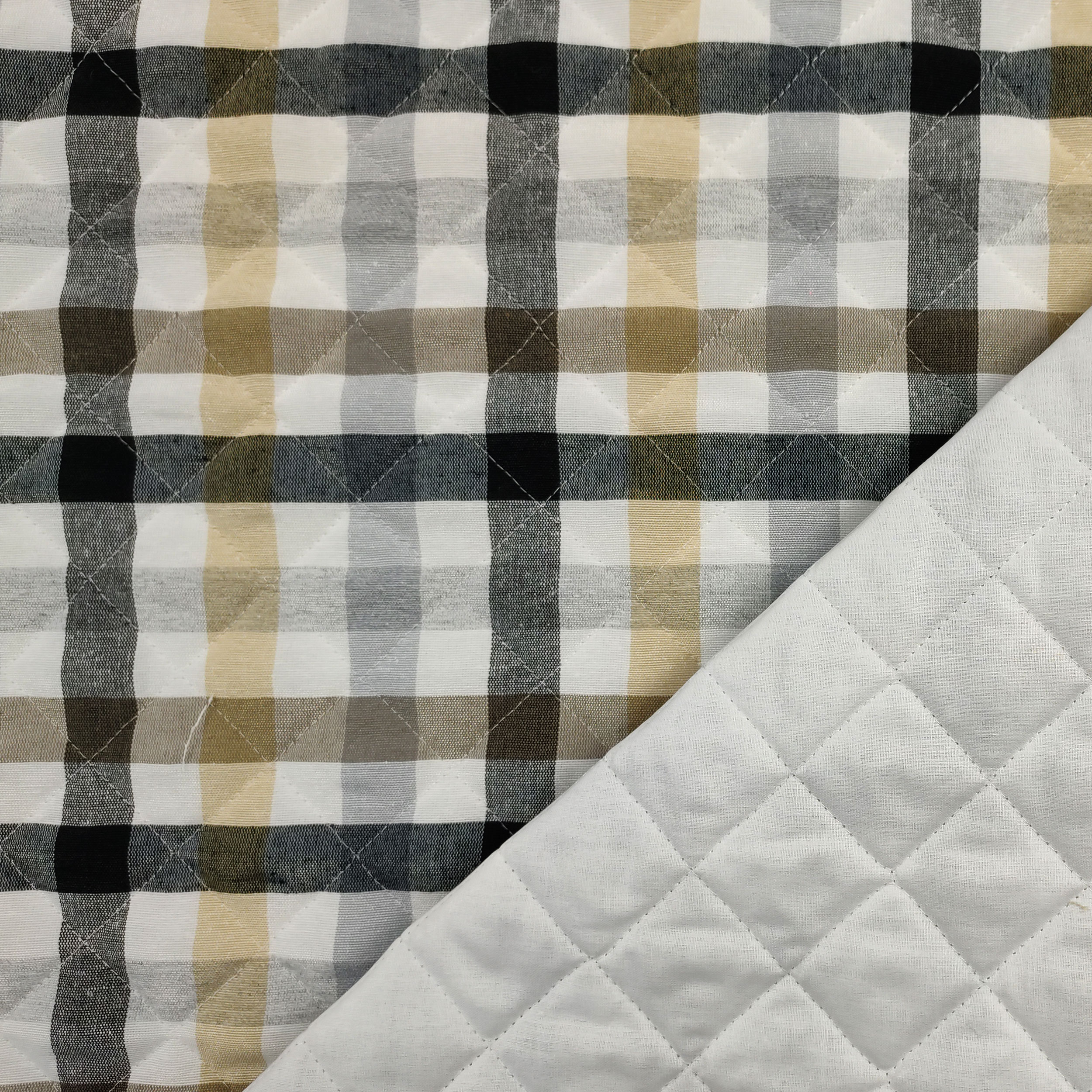 Tessuto Trapuntato Quadretti Grigio Beige