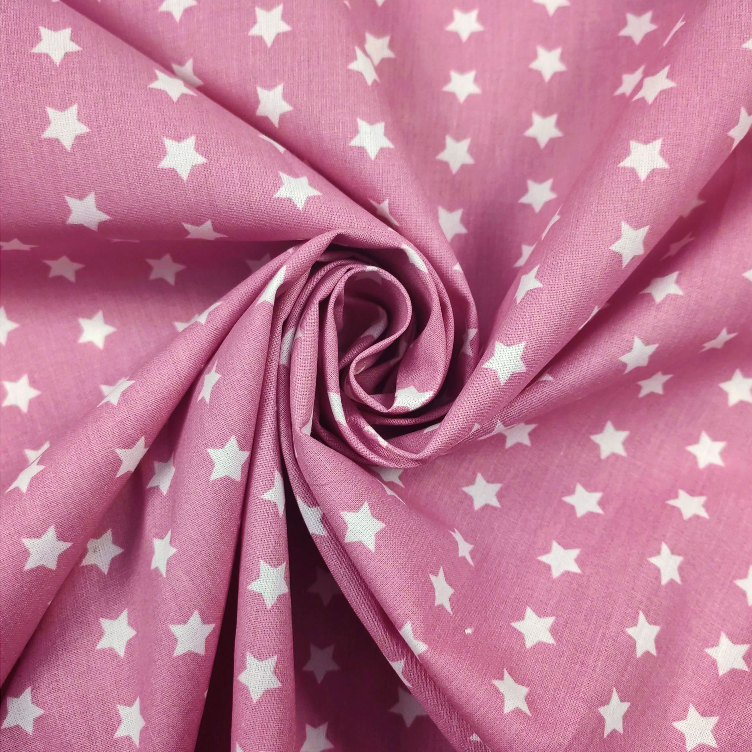 Ritaglio Cotone Stelle Bianche Sfondo Rosa Scuro 210x140 cm Image