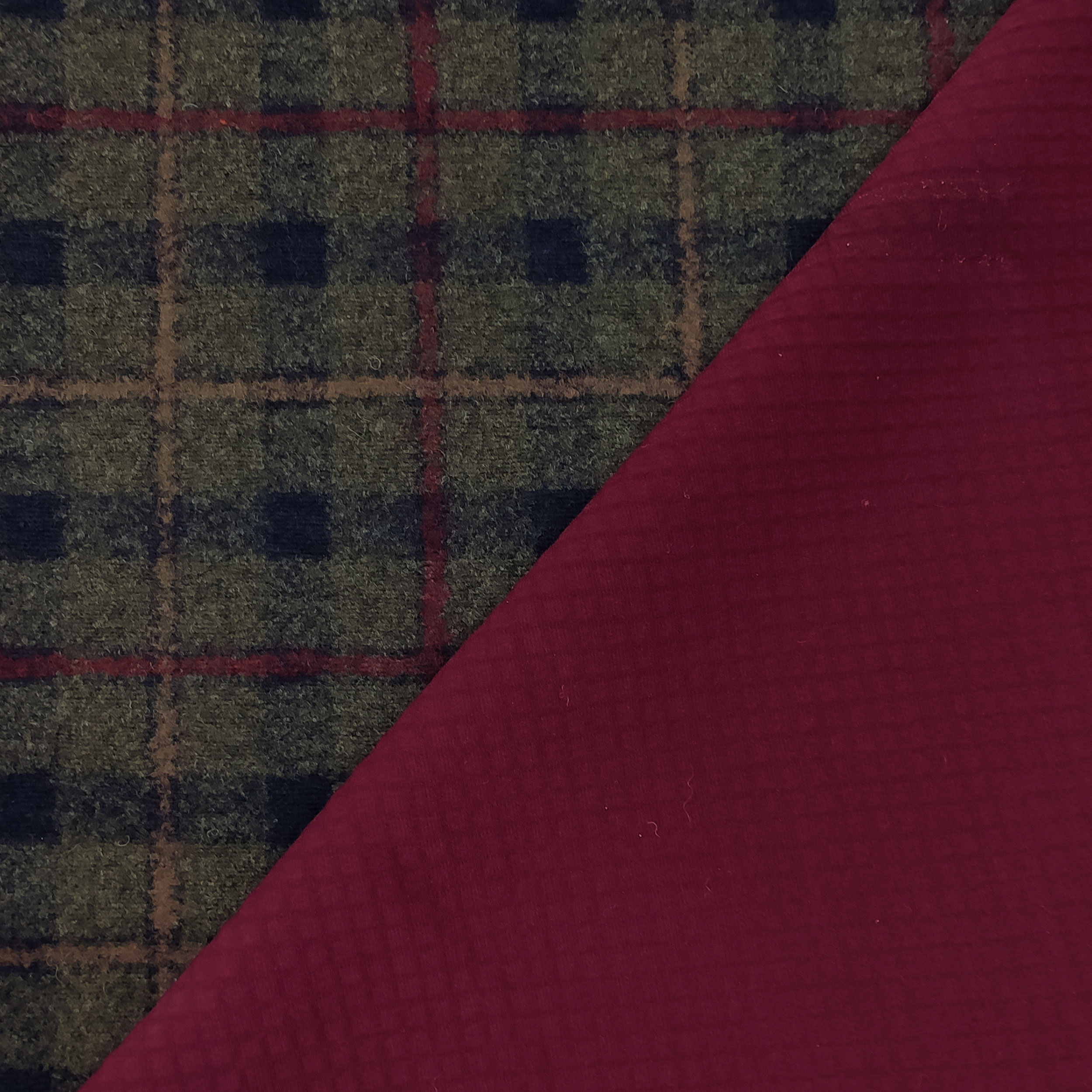 scuba double side tartan in lana nido dape bordo