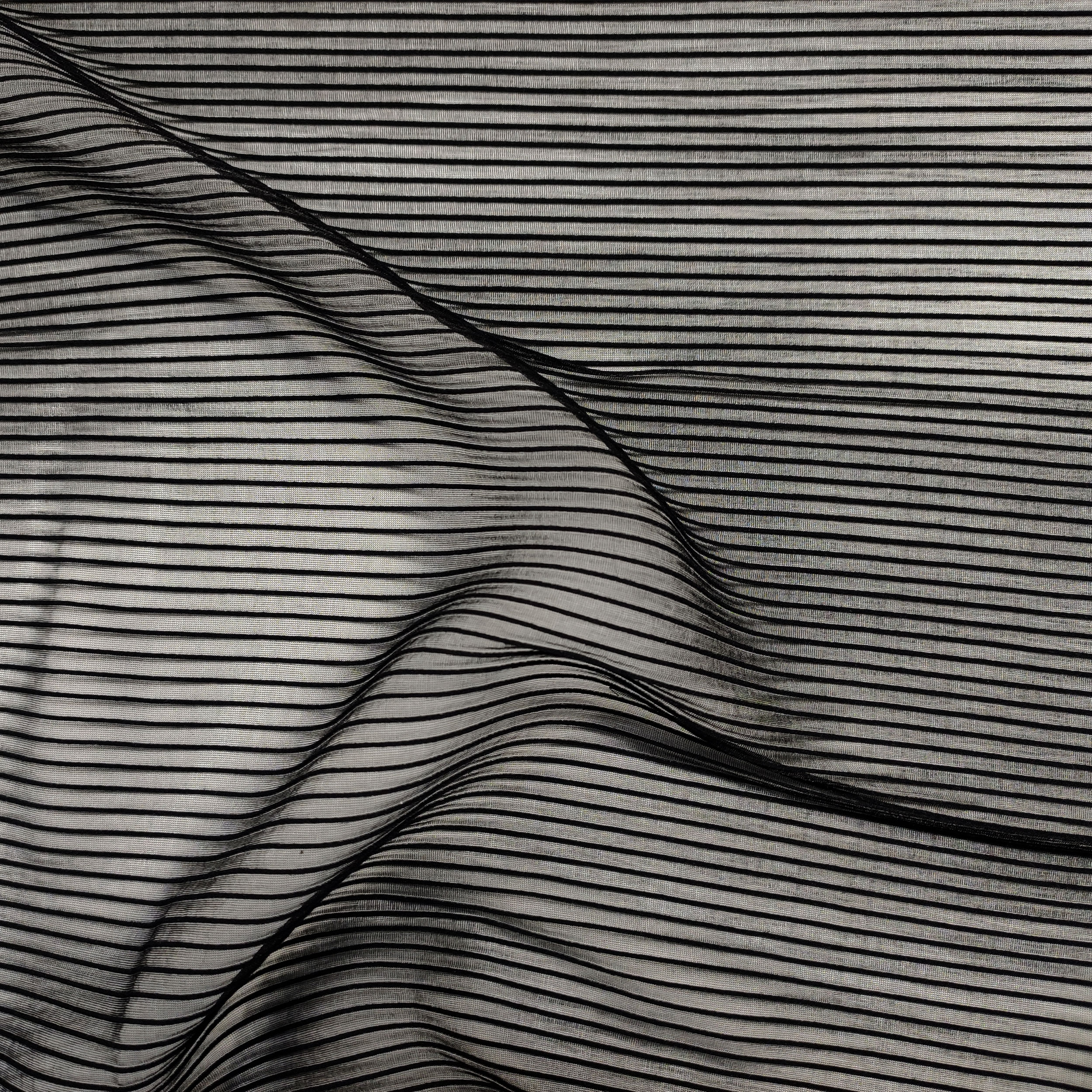 Organza Elasticizzata Righina Rilievo Nera Image