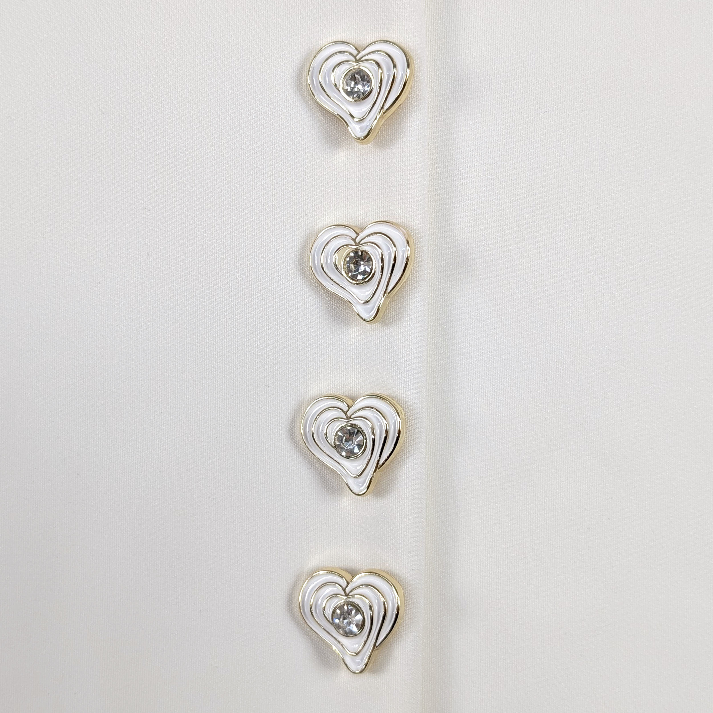 Bottone Strass Cuore Bianco Image