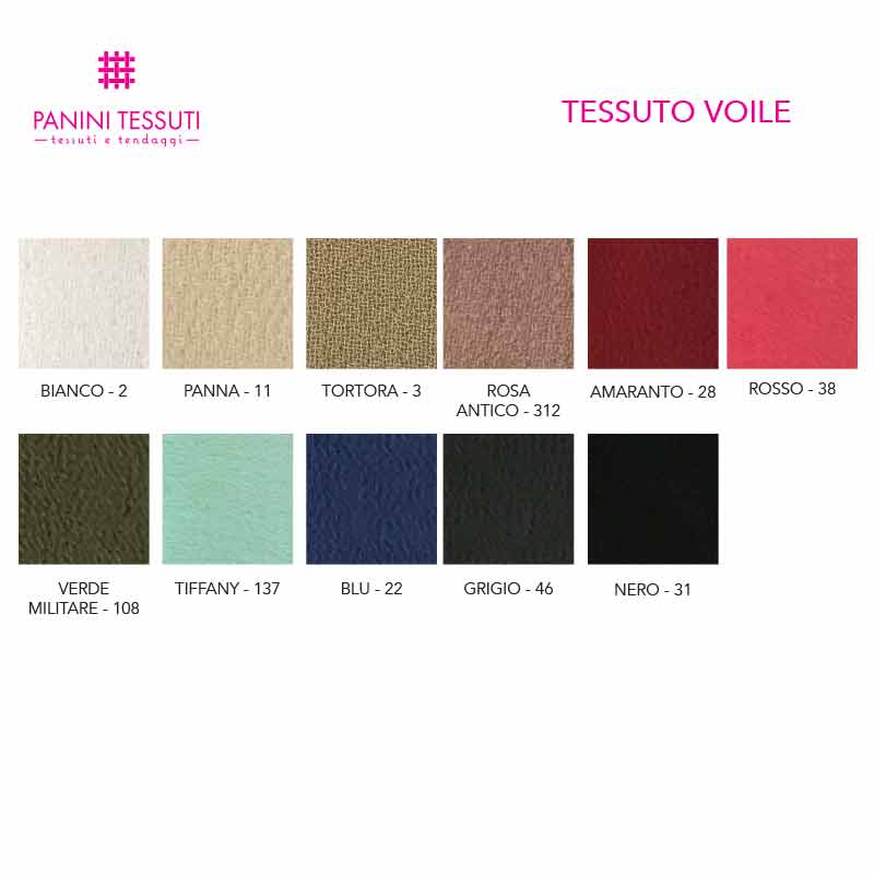 Tessuto voile   tabella colore
