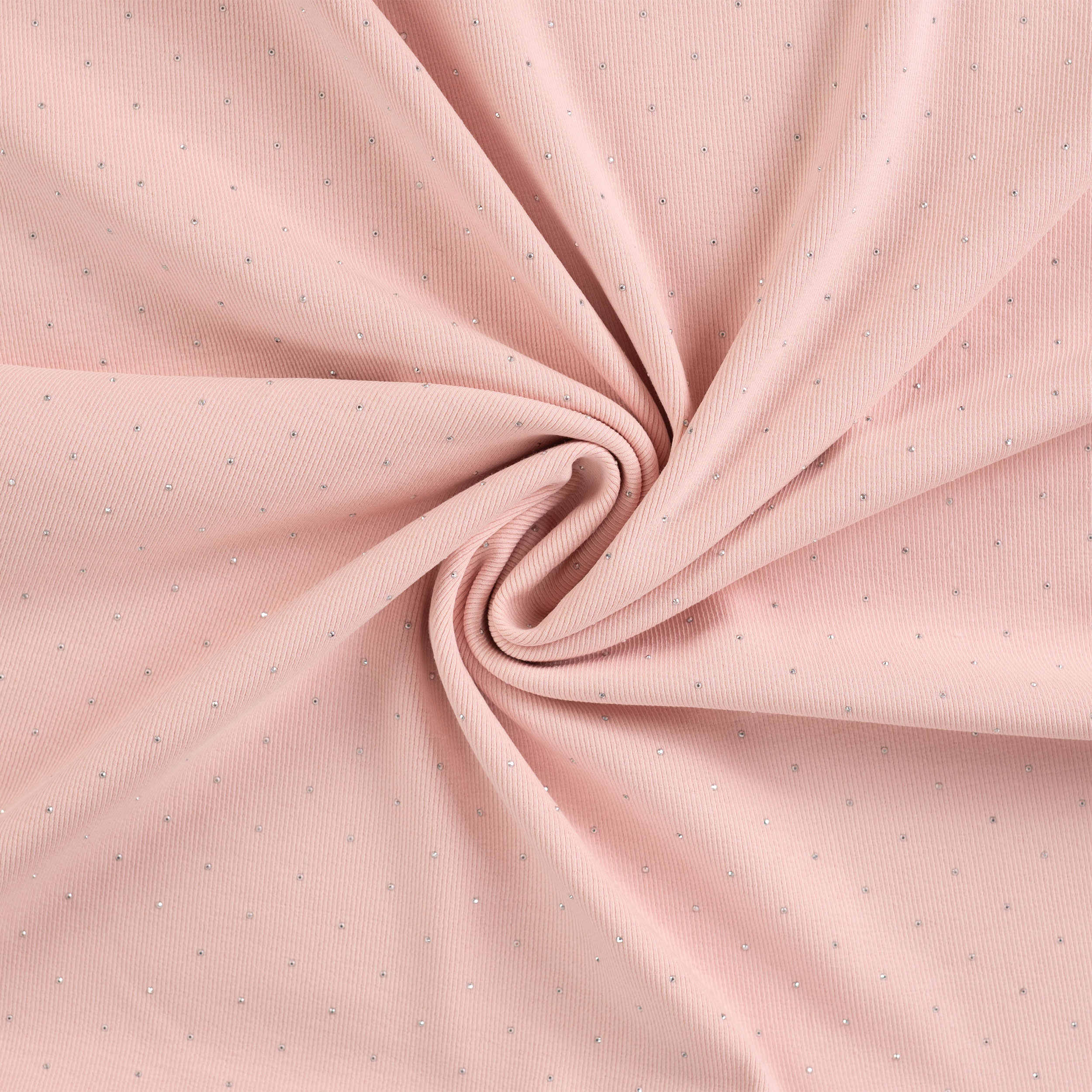 Jersey Cotone Costine Strass Rosa Image
