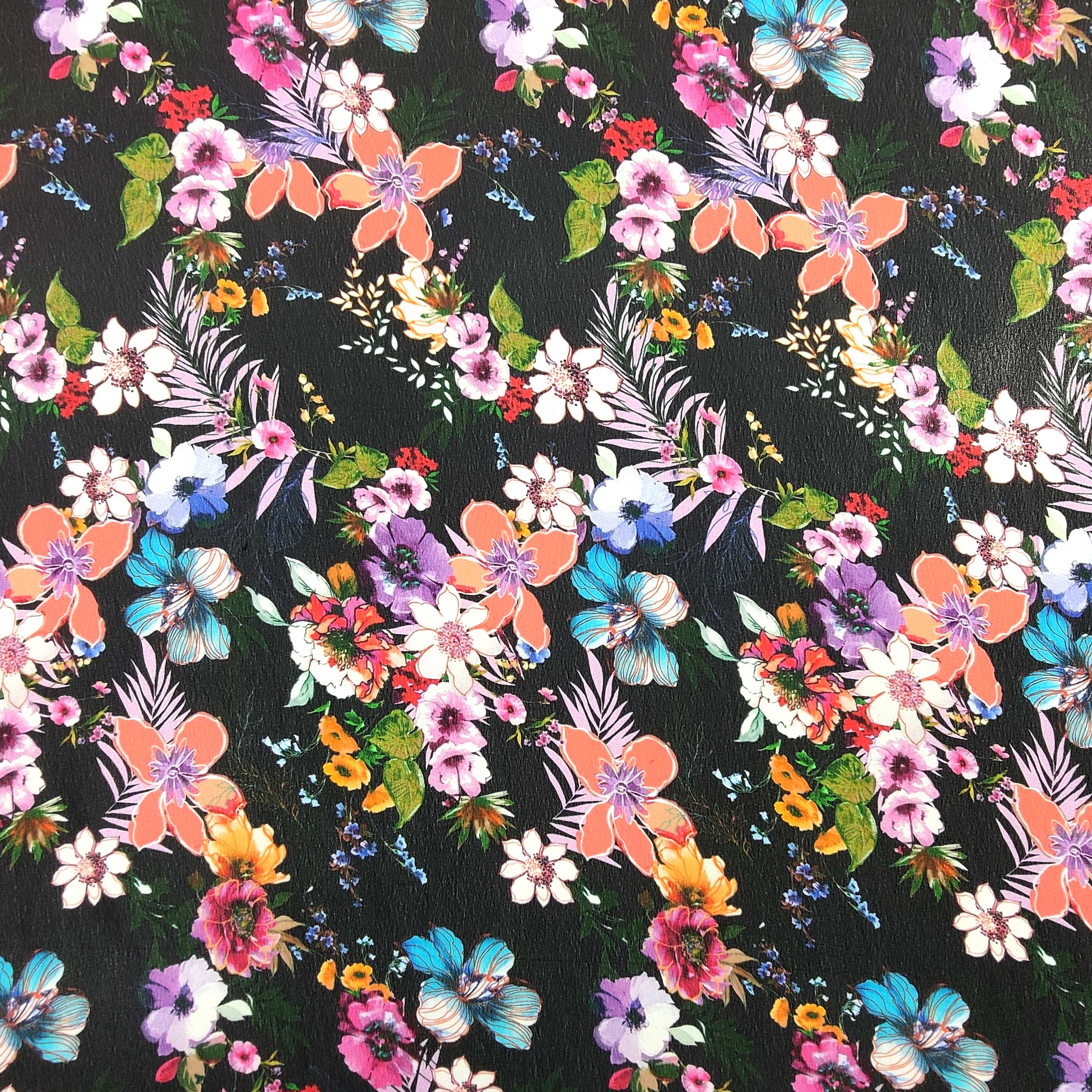 Chiffon Misto Seta Fantasia Floreale Colorata