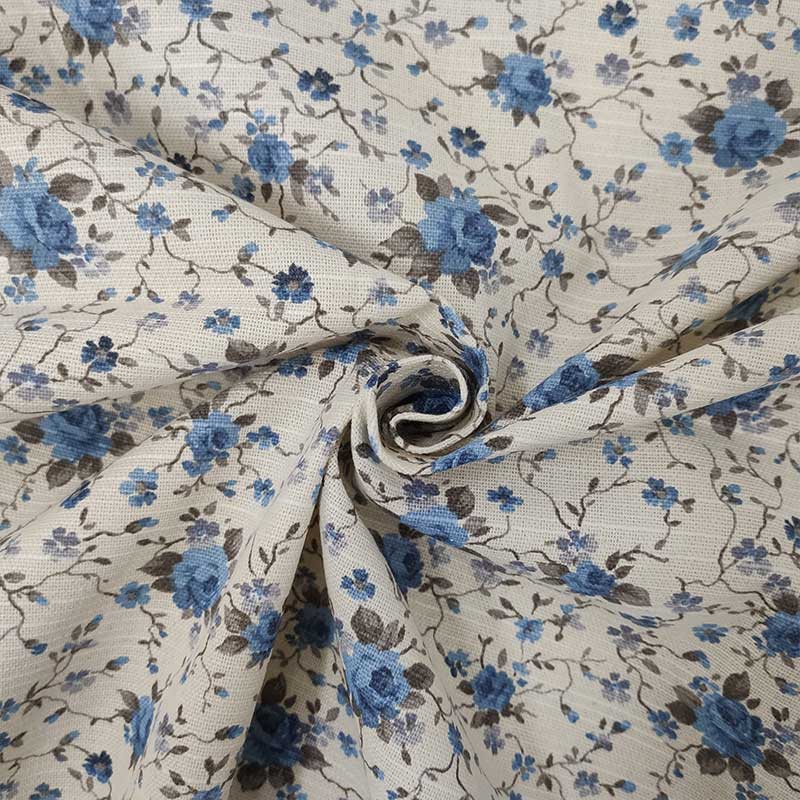Tessuto Misto Cotone Fiorellini Azzurro Image