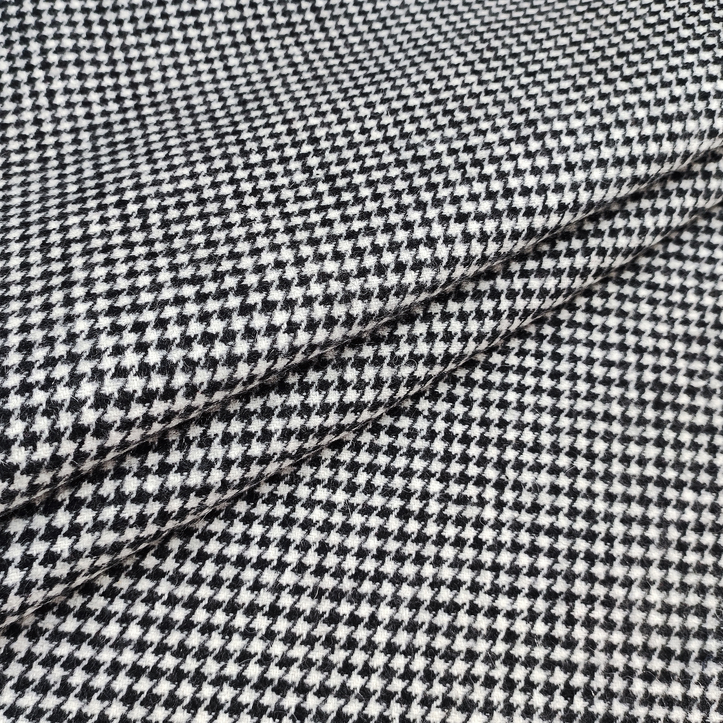 Tessuto per Cappotti Double Pied de Poule Bianco e Nero