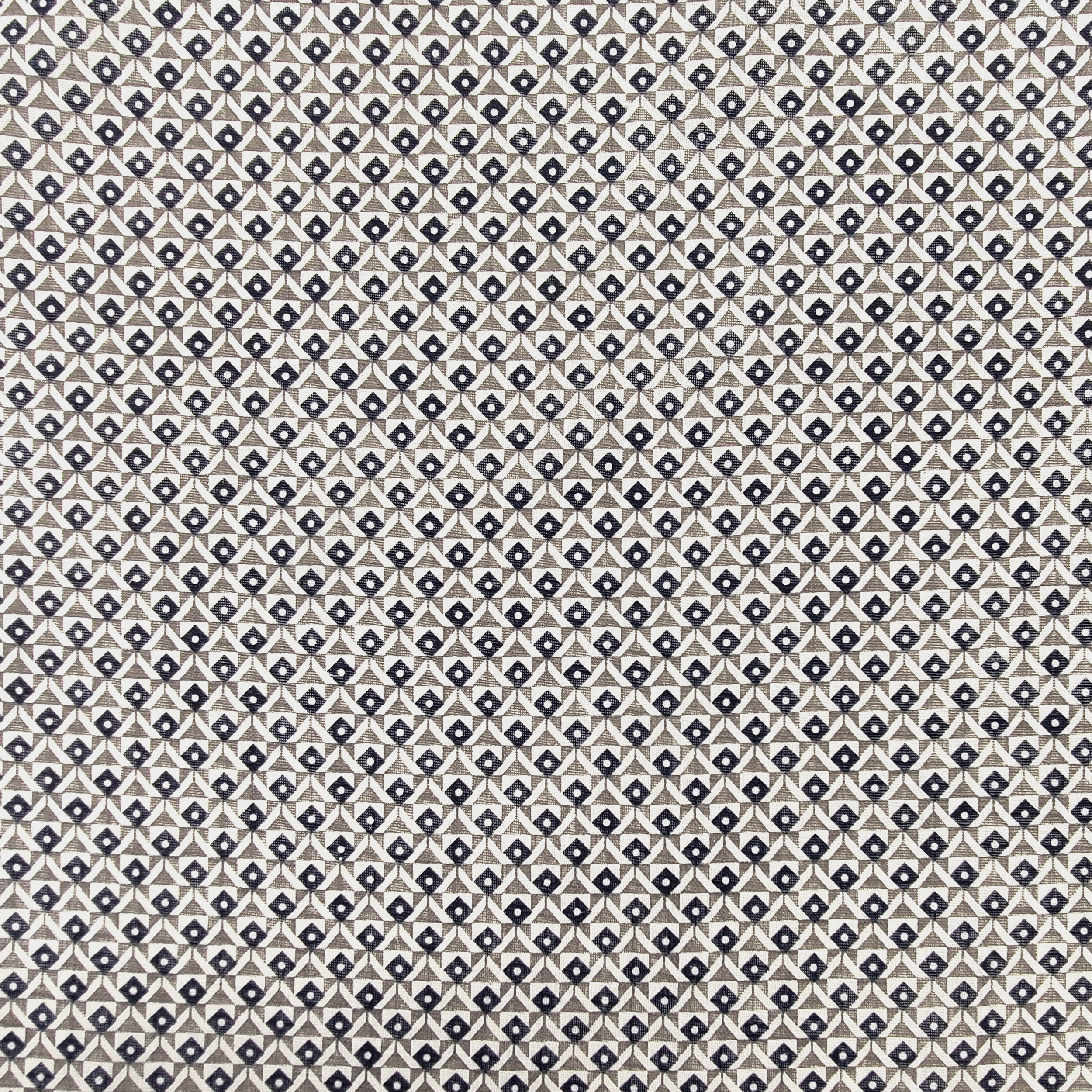 Tessuto in Cotone Geometrico Grigio e Blu