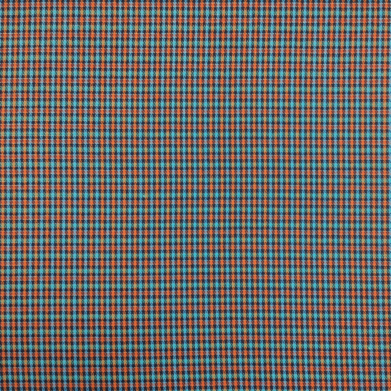 Tessuto a Quadretti Arancio e Azzurri Lurex