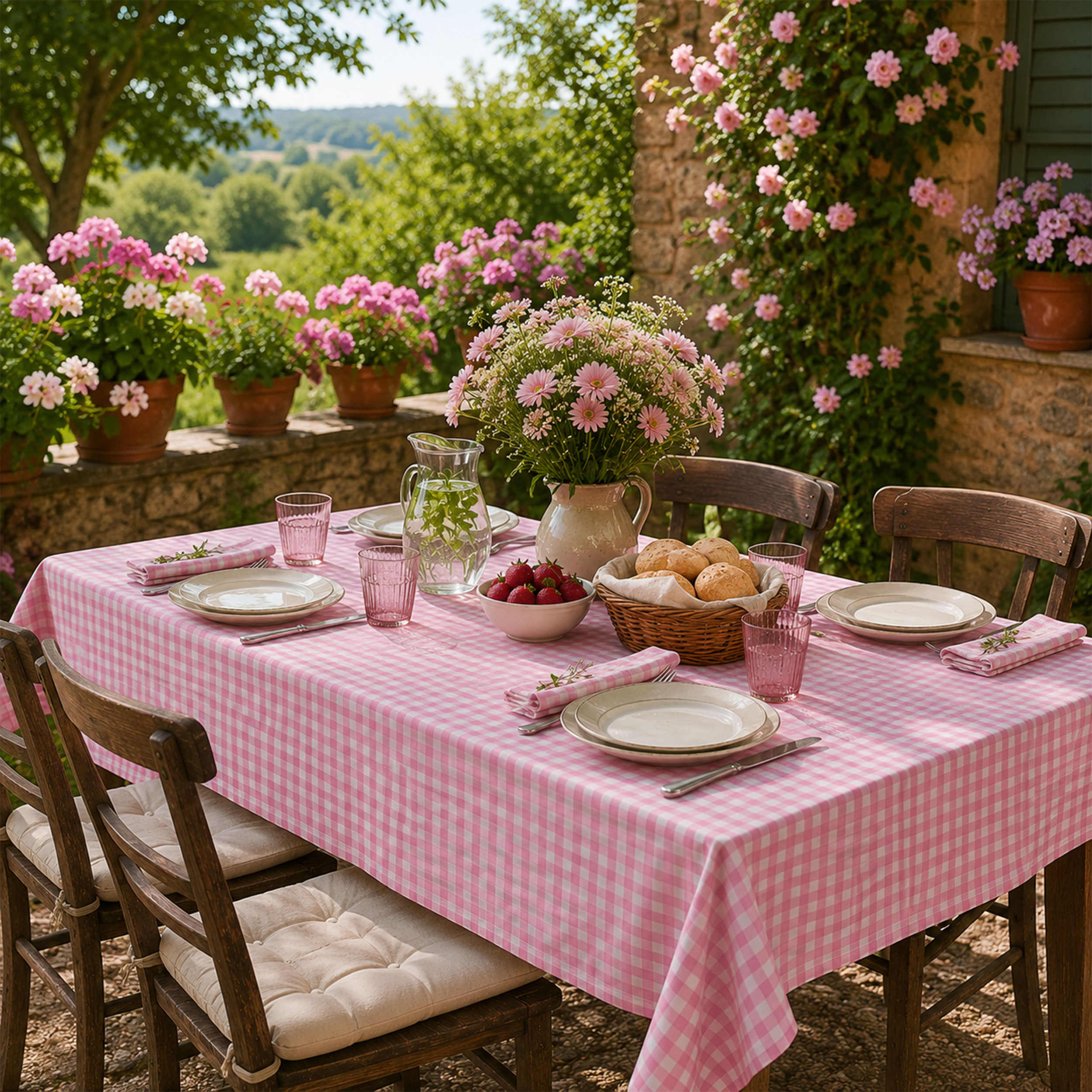 Cotone Lavato Tinto in Filo Quadretti Rosa Image