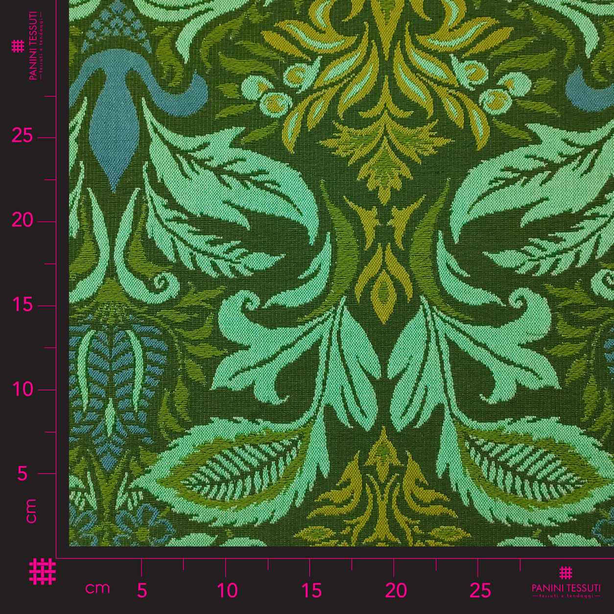 jacquard-pesante-rose-foglie-blu-e-verde