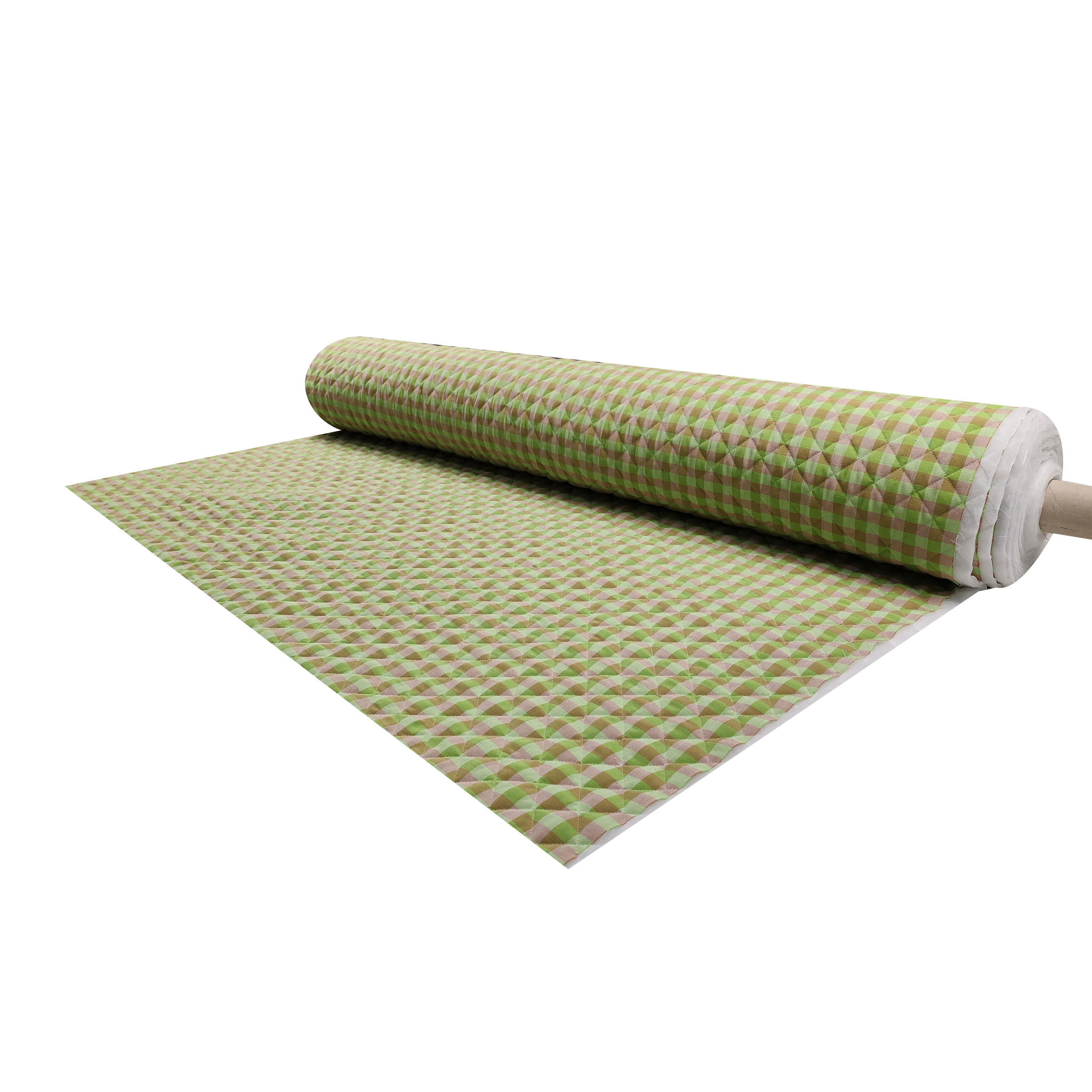 Tessuto Trapuntato Quadretti Verde e Cammello