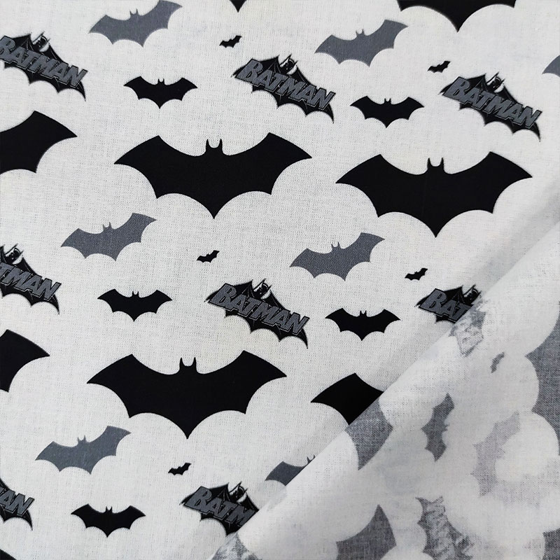 Tessuto Cotone DC Icona Batman Bianco e Nero