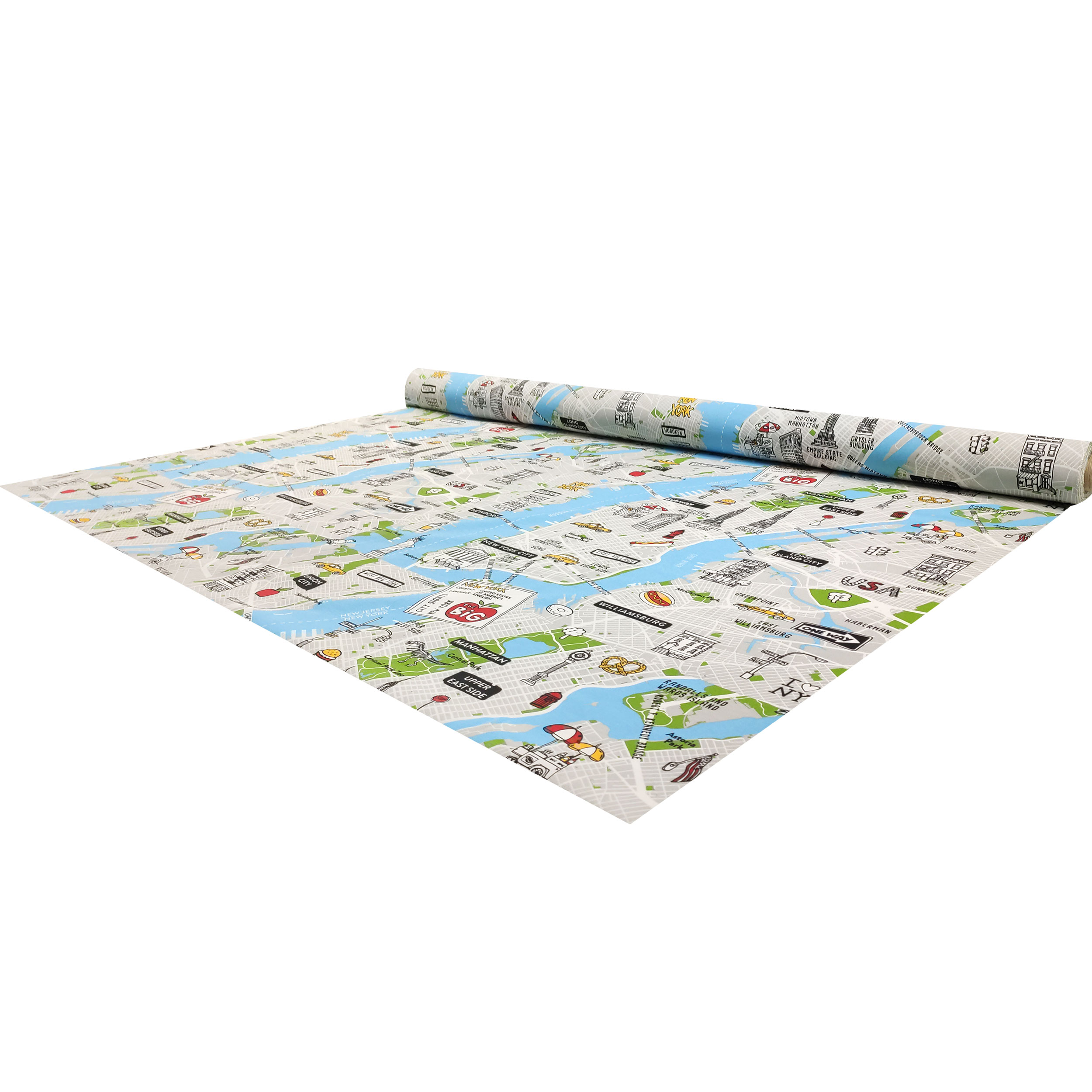 Tessuto Misto Cotone Mappa di New York