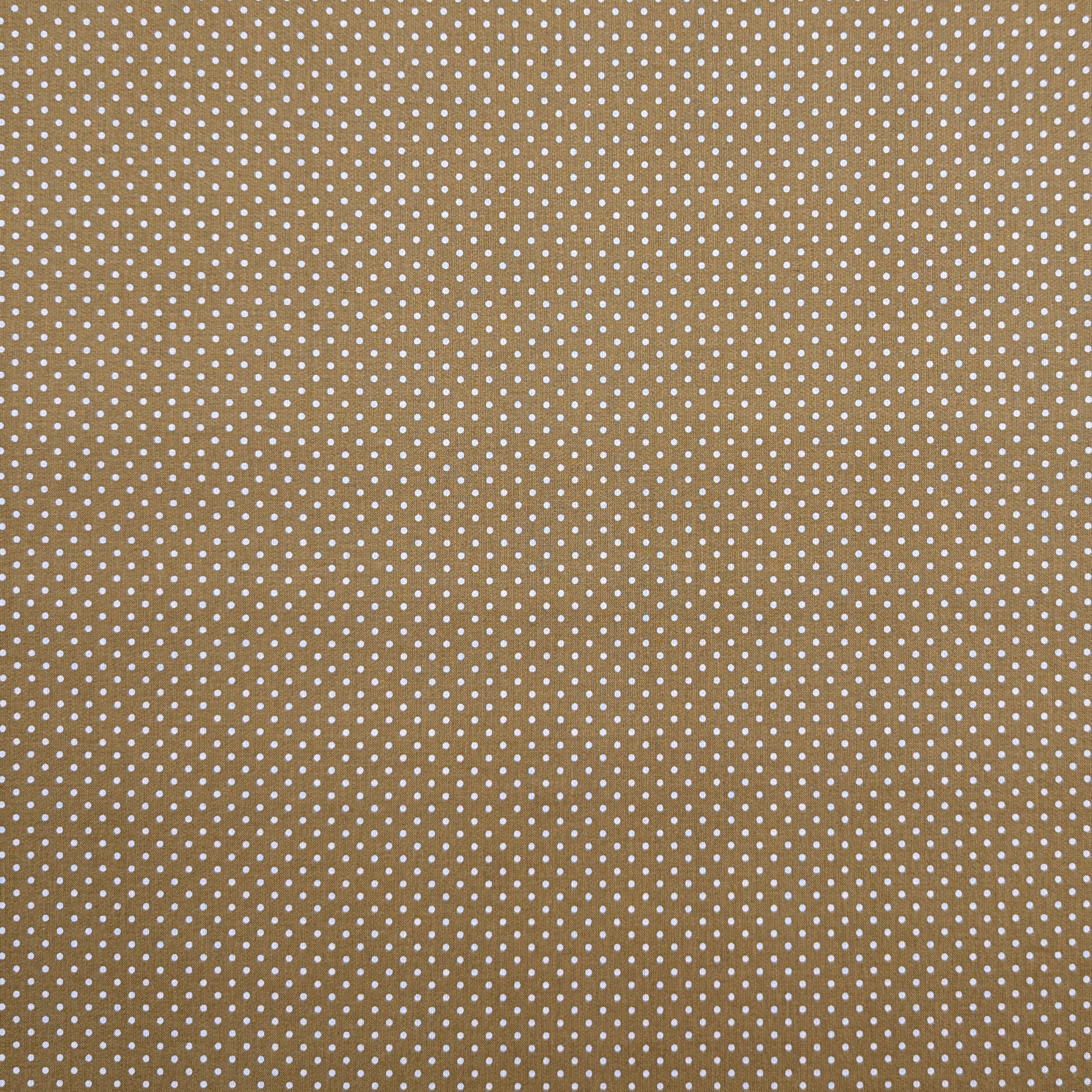 Tessuto Cotone Beige a Pois Bianchi Image