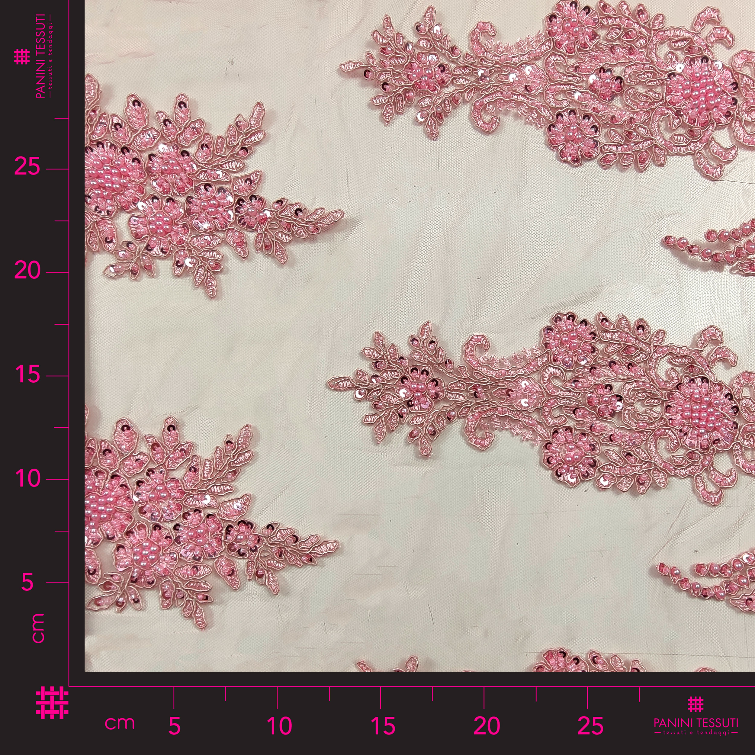 doppio bordo fiori perline rosa