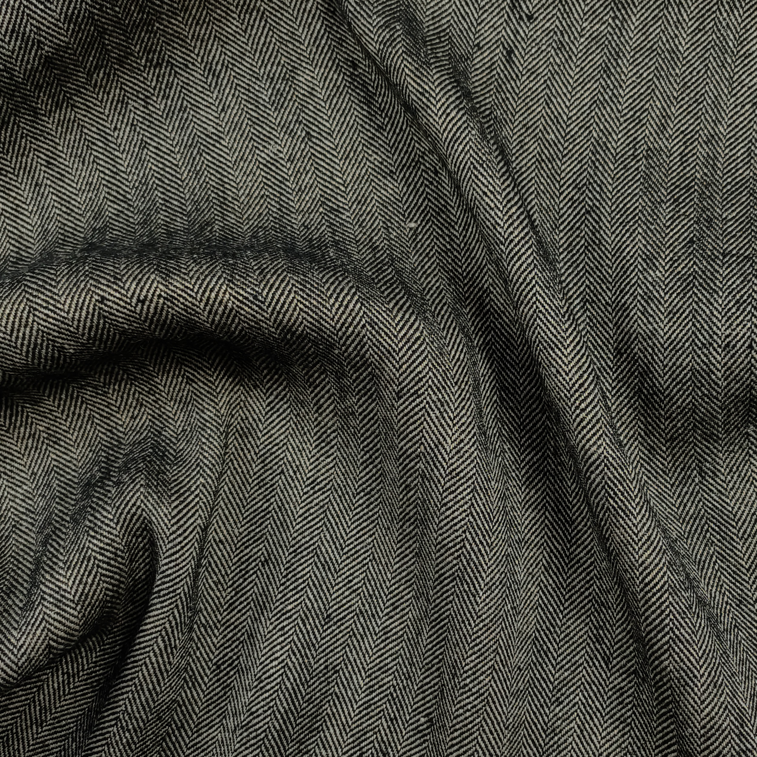 Lino Elasticizzato Spigato in Grigio
