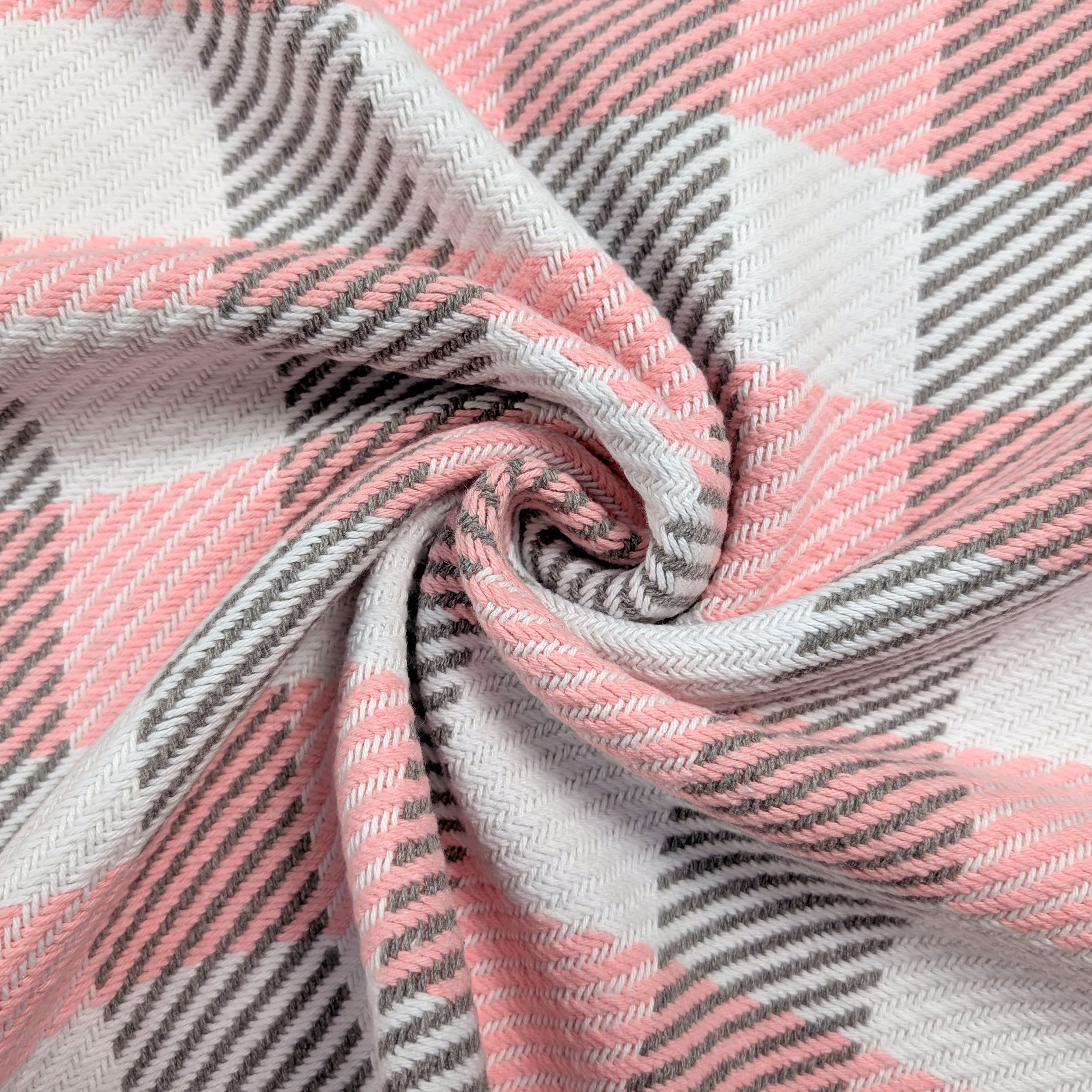 Cappotto Cotone Quadri Rosa e Grigio Image