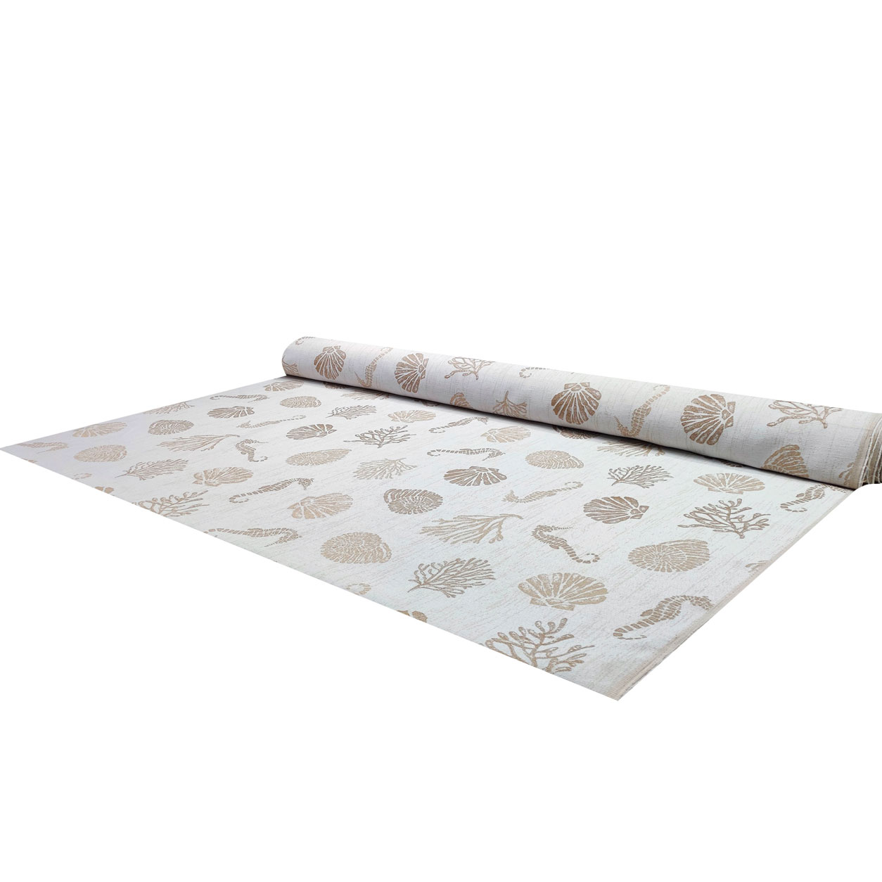 Tessuto arredo jacquard conchiglie beige