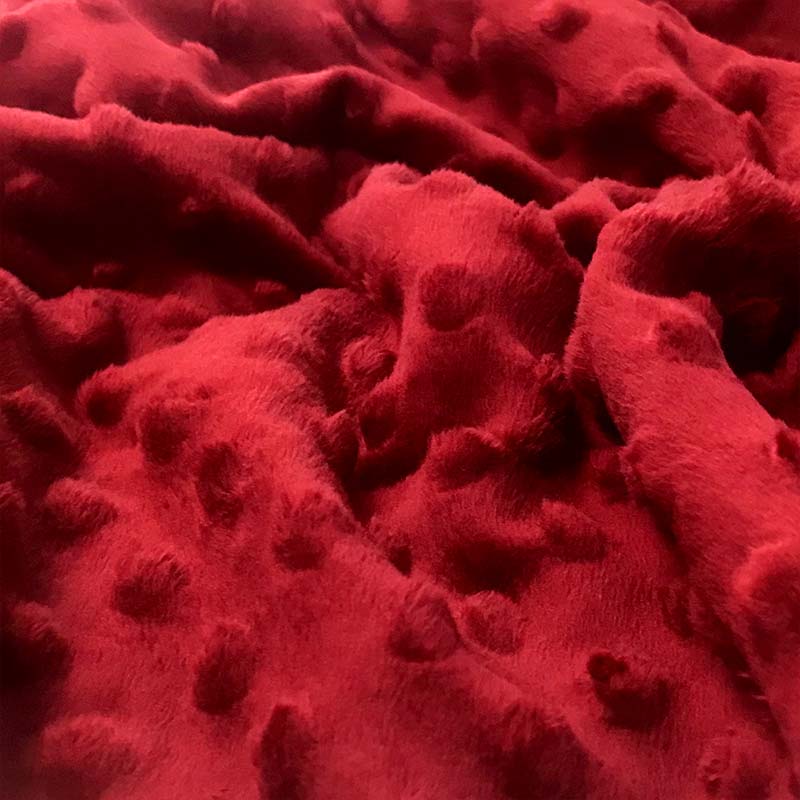 Tessuto Minky Dots Peluche Rosso 