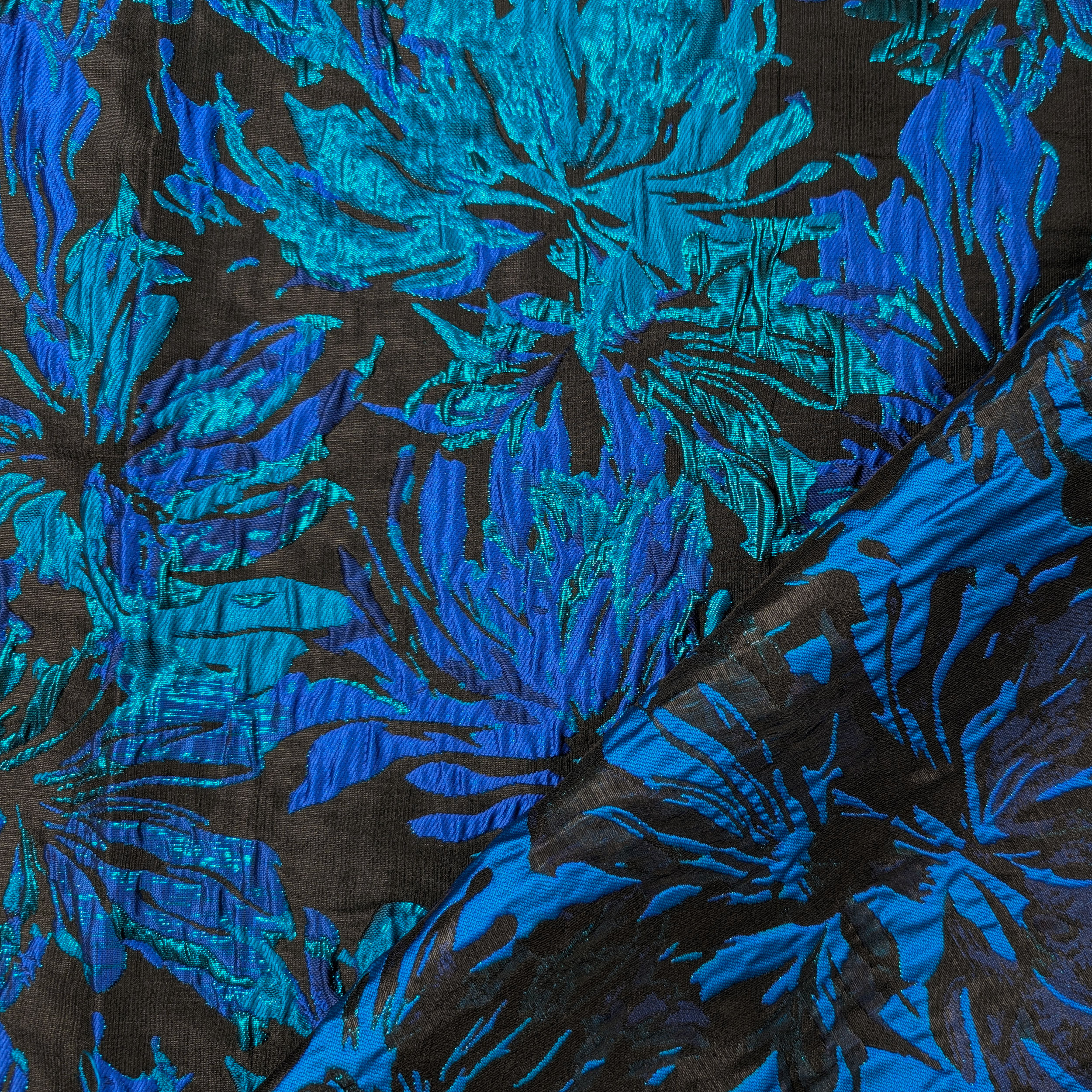 Broccato Moda Fantasia Floreale Blu Lurex Image