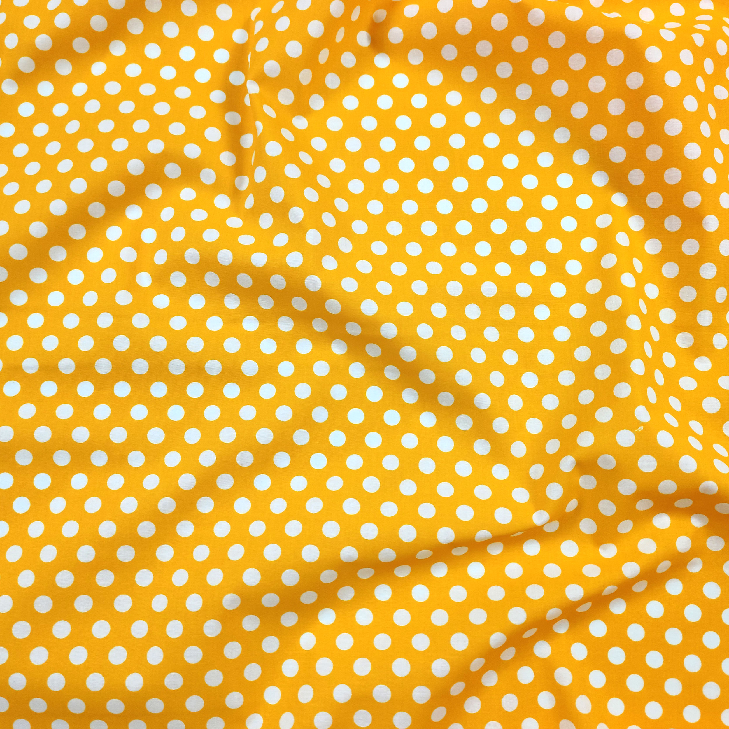 Tessuto Cotone Giallo a Pois Grandi Image