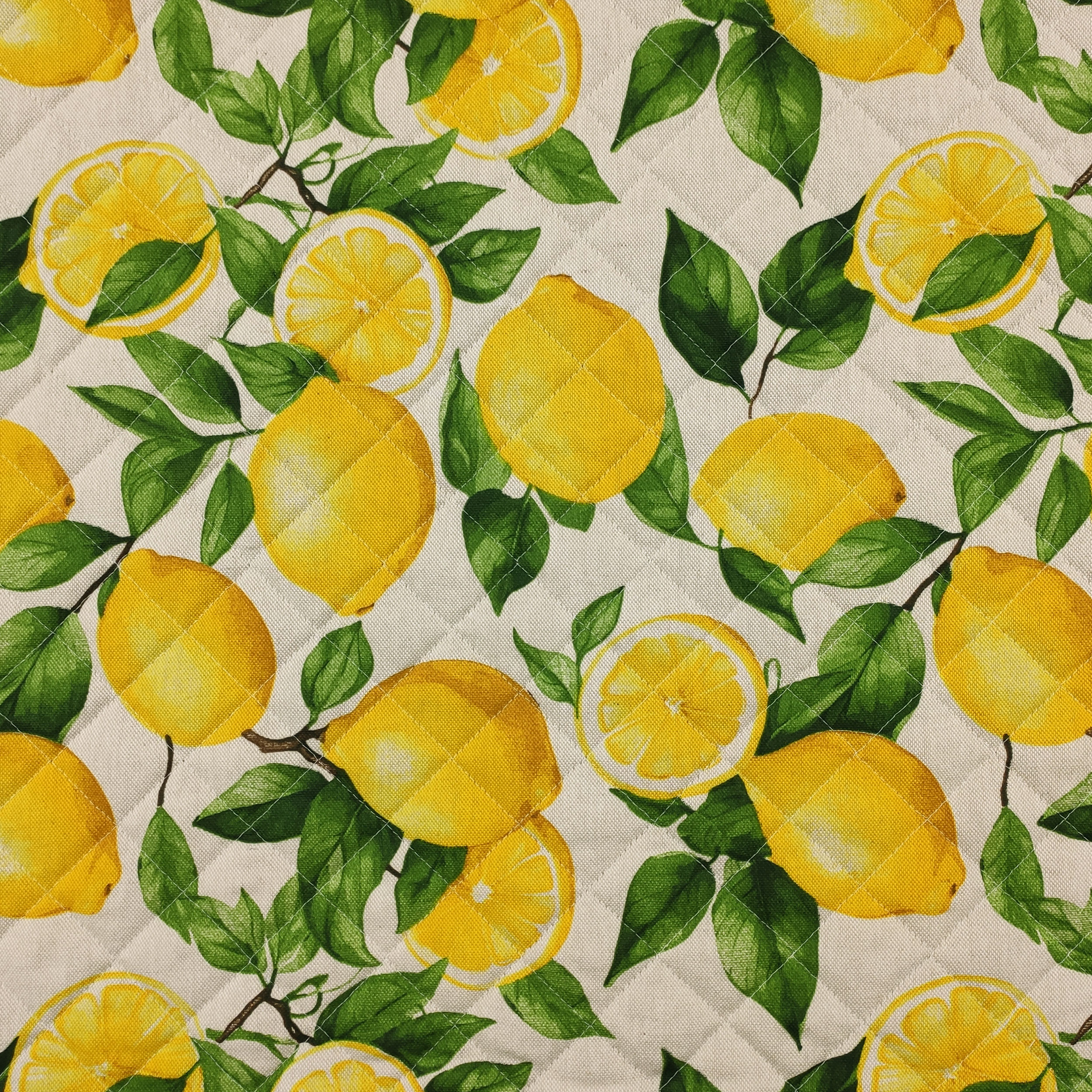 Tessuto Trapuntato Limoni Sfondo Beige