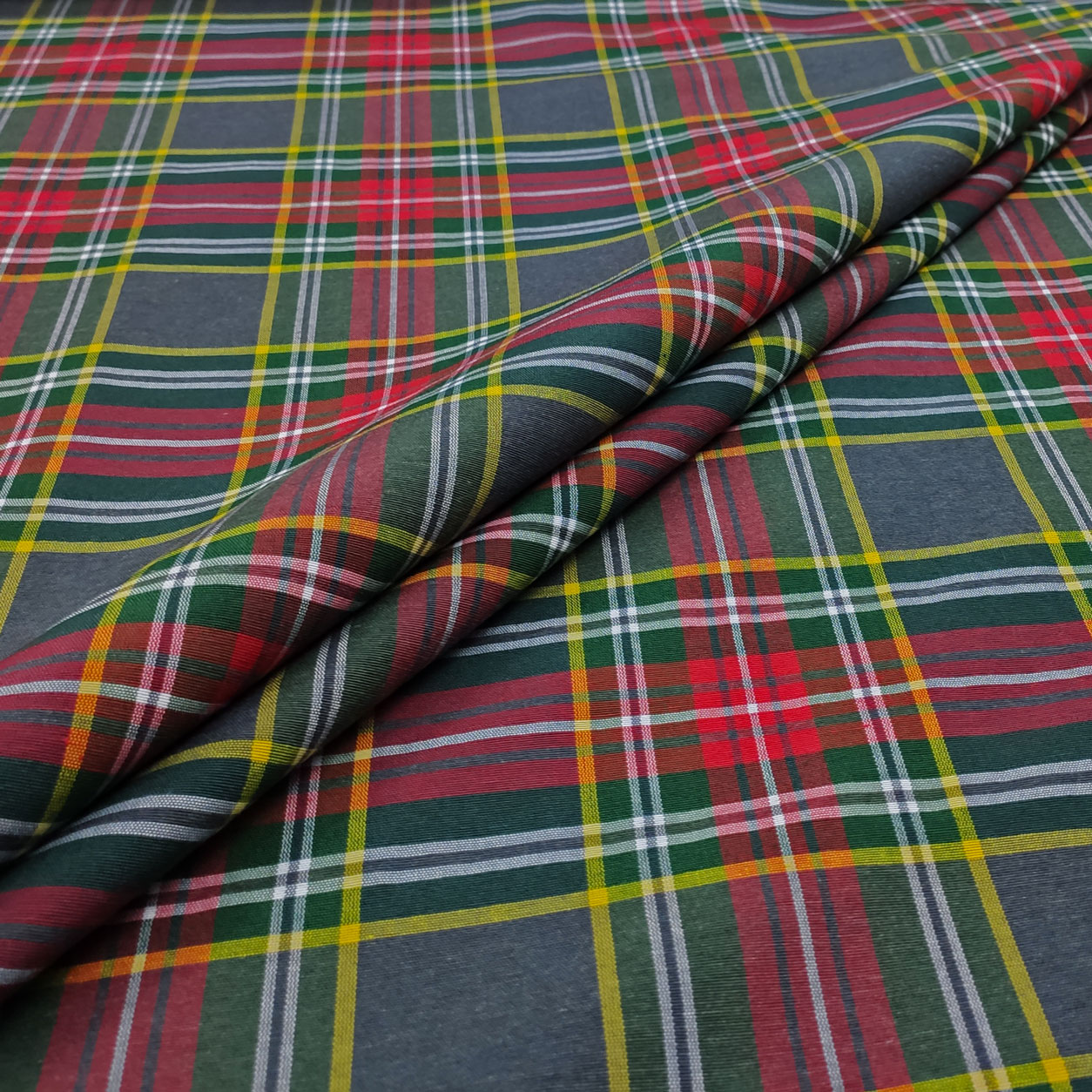 Tessuto Tartan Grande Grigio Rosso Image