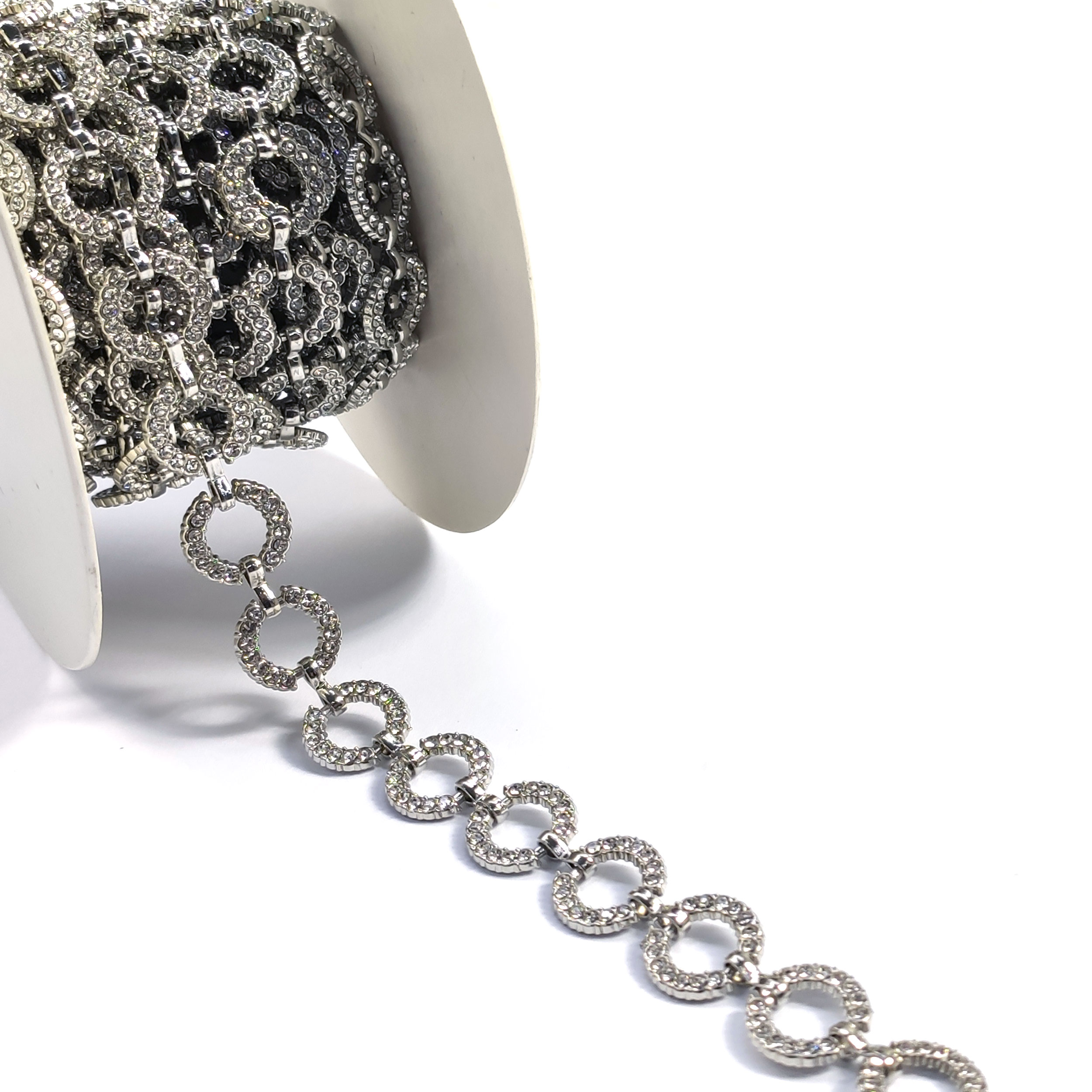 Catena con Cerchi Strass Argento