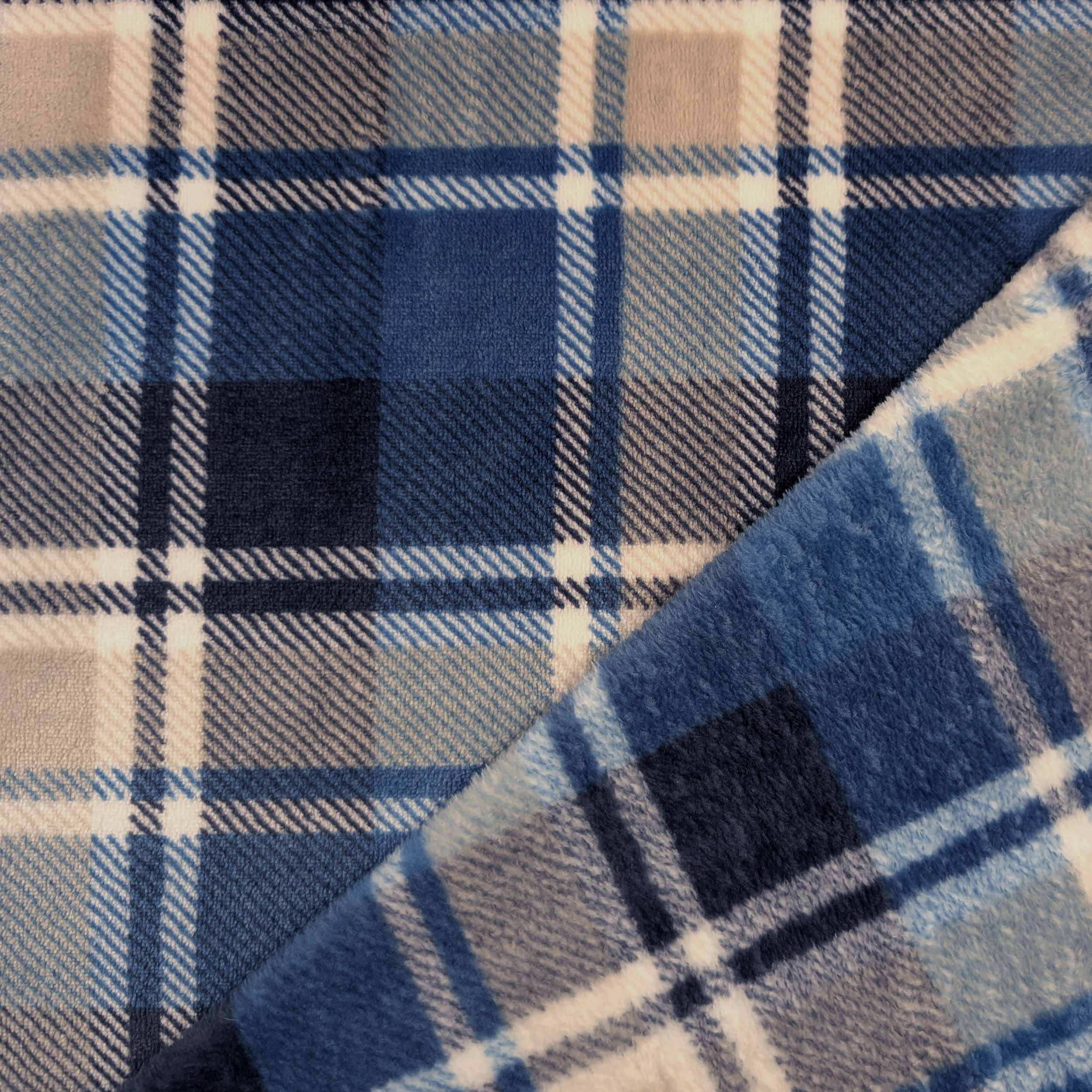 Pile Mano Cachemire Tartan Blu e Beige Image