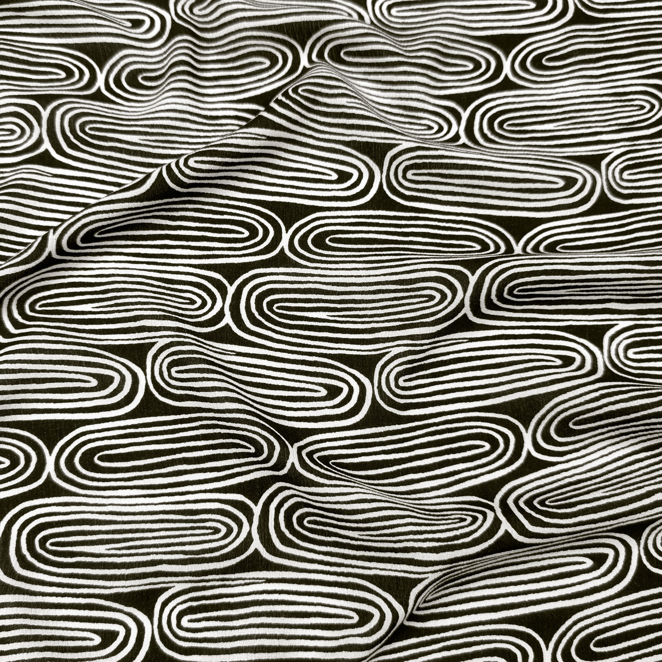 Crepe Viscosa Spirali Bianche Sfondo Nero Image