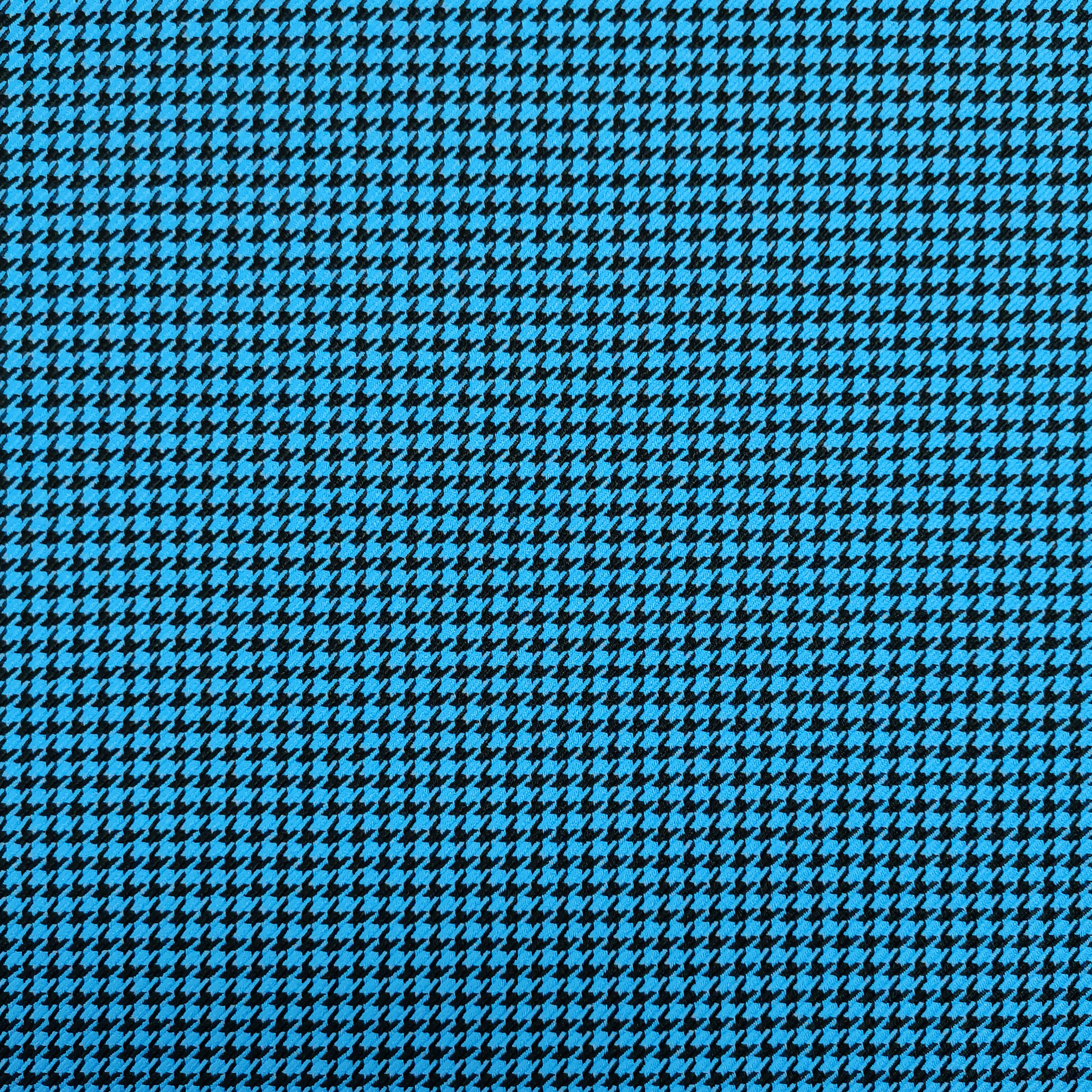 Tessuto Pied de Poule Nero Sfondo Azzurro