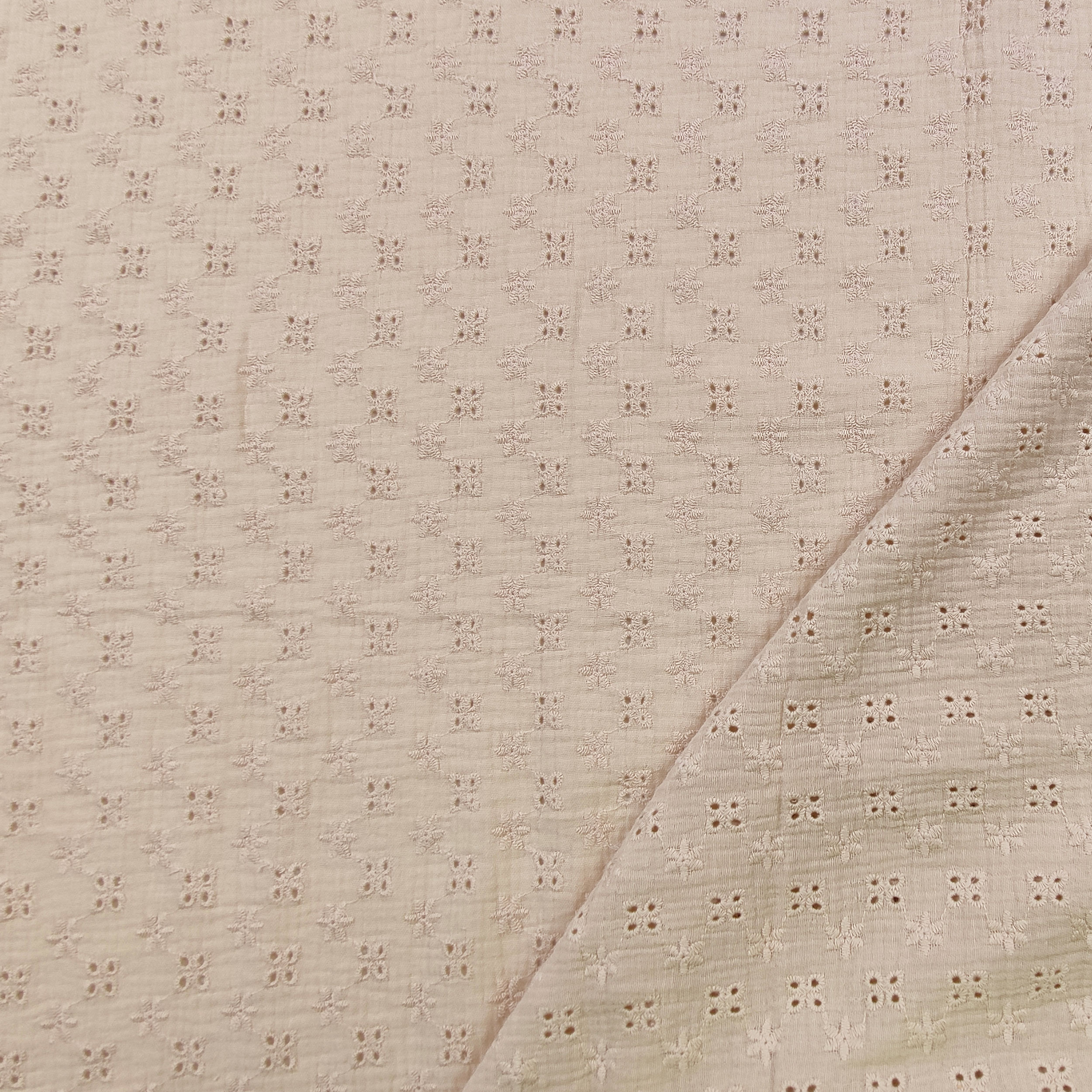tessuto cotone online beige doppia garza sangallo