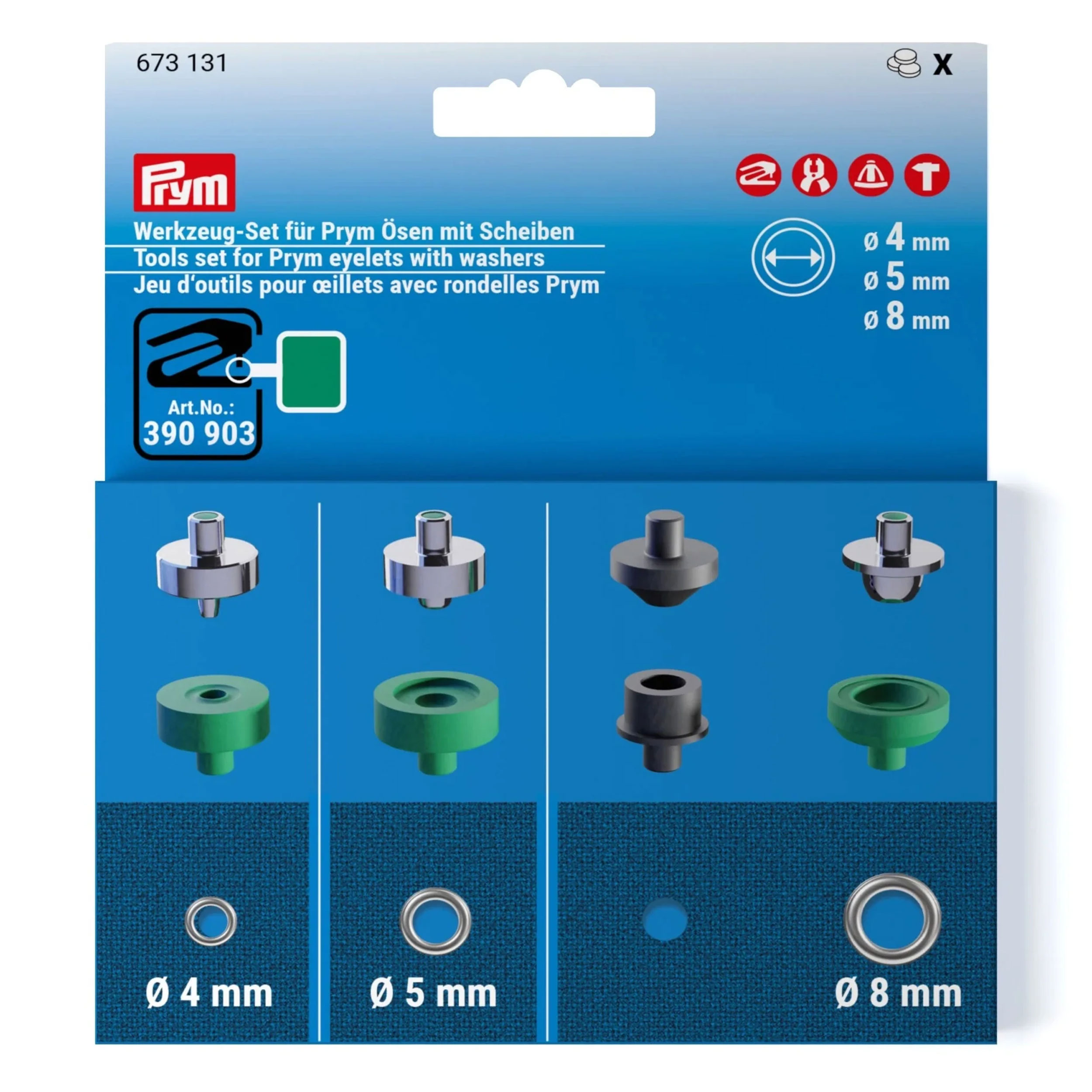 Set Strumenti Occhielli con Rondelle Verde Prym 