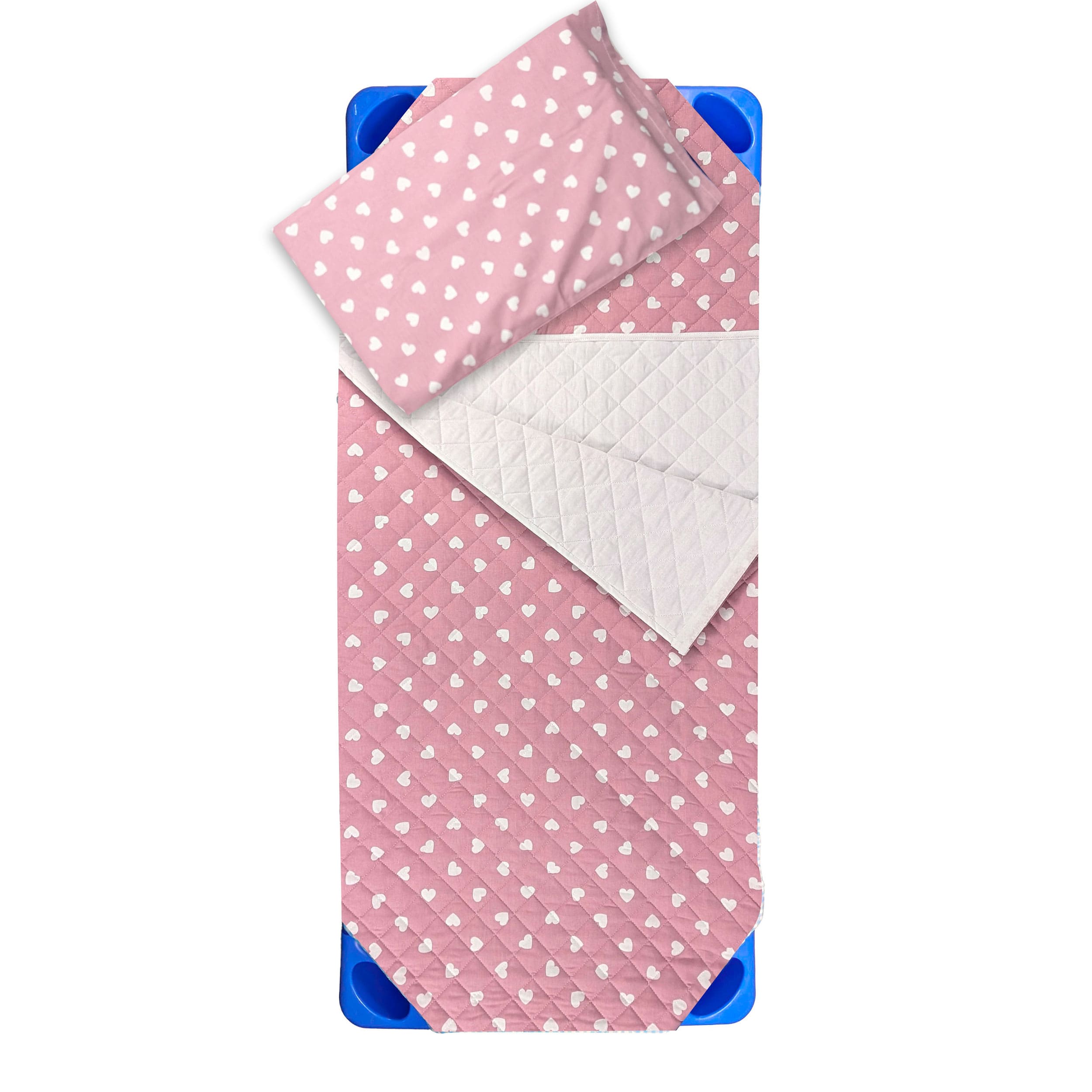 Sacco Nanna Sagomato per Brandine Cuori Bianchi con Sfondo Rosa Antico Image