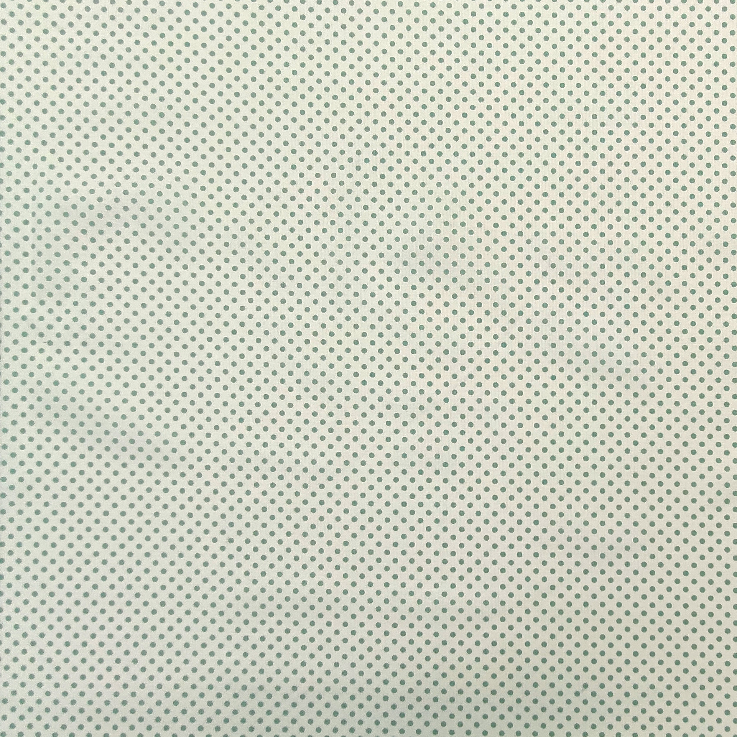 Tessuto Cotone Bianco Pois Menta Image