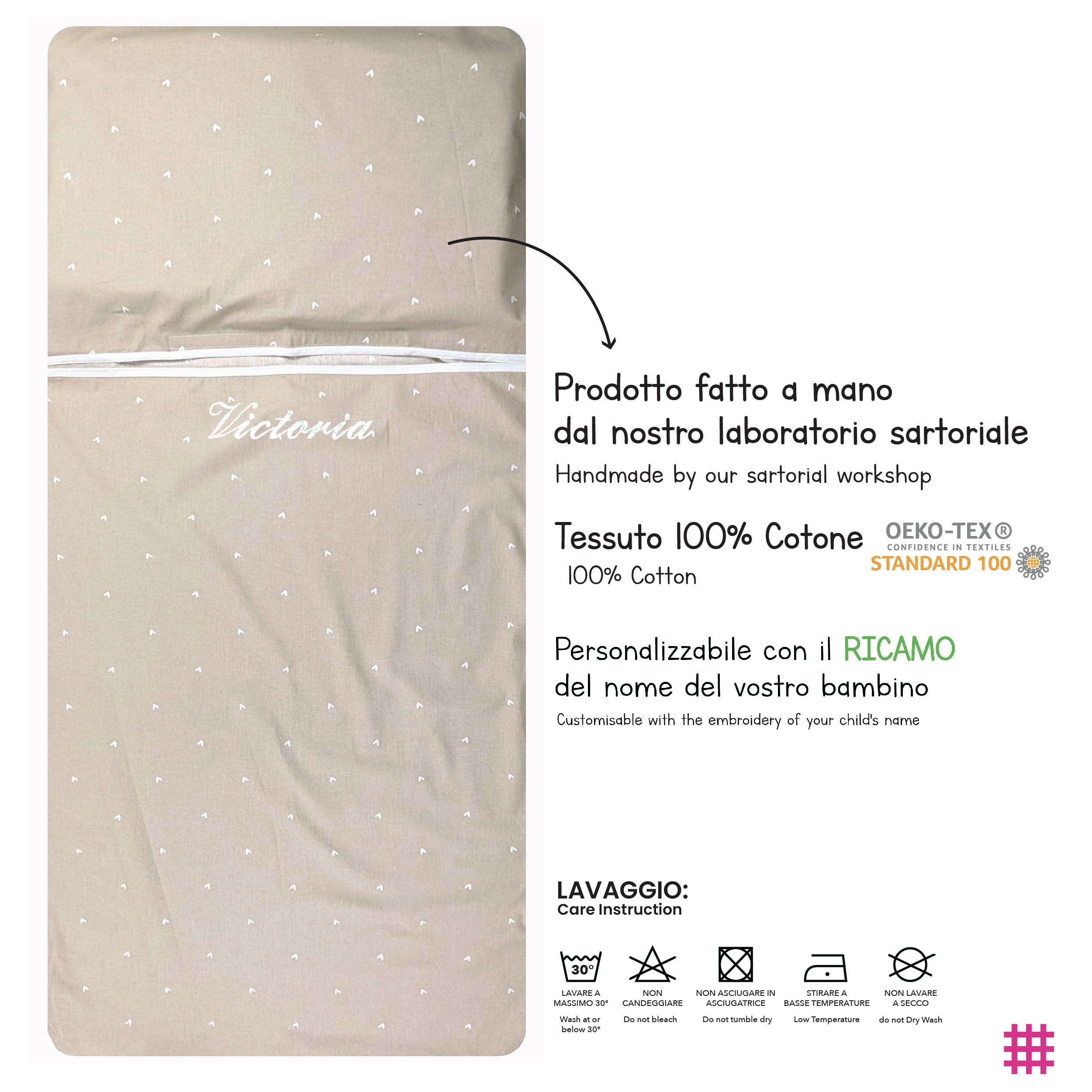 Sacco Nanna Estivo Cuoricini Sfondo Beige Image