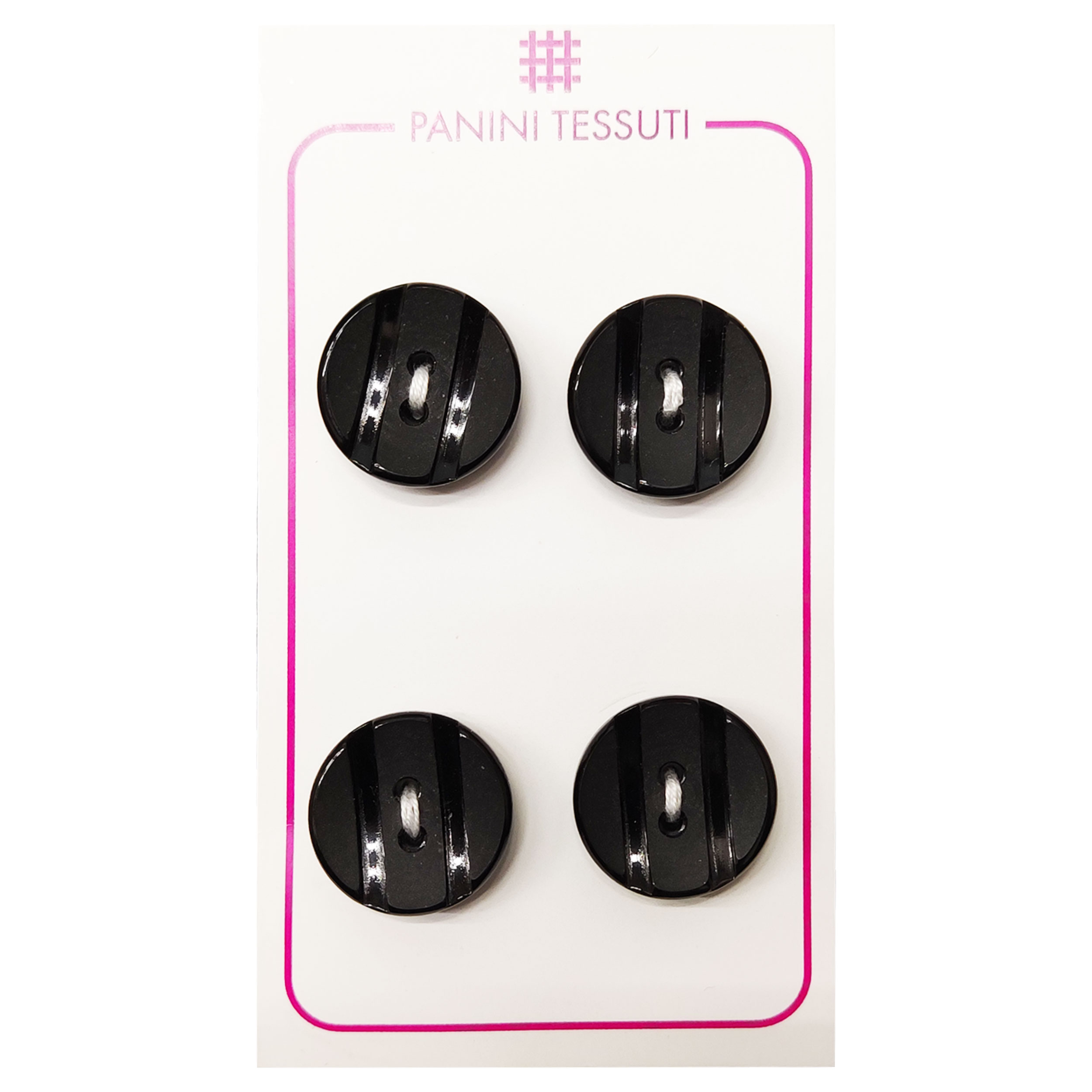 Bottoni Doppia Riga Colore Nero 4 Pezzi - Lin 28